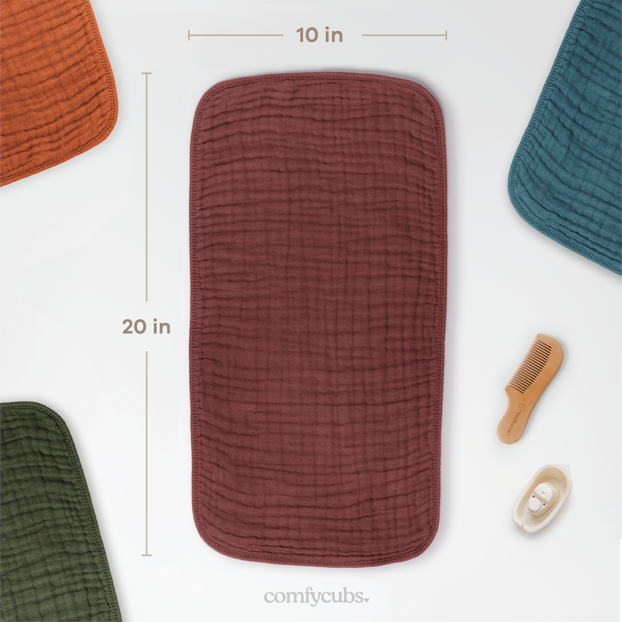 Muslin Burp Cloths in Wine