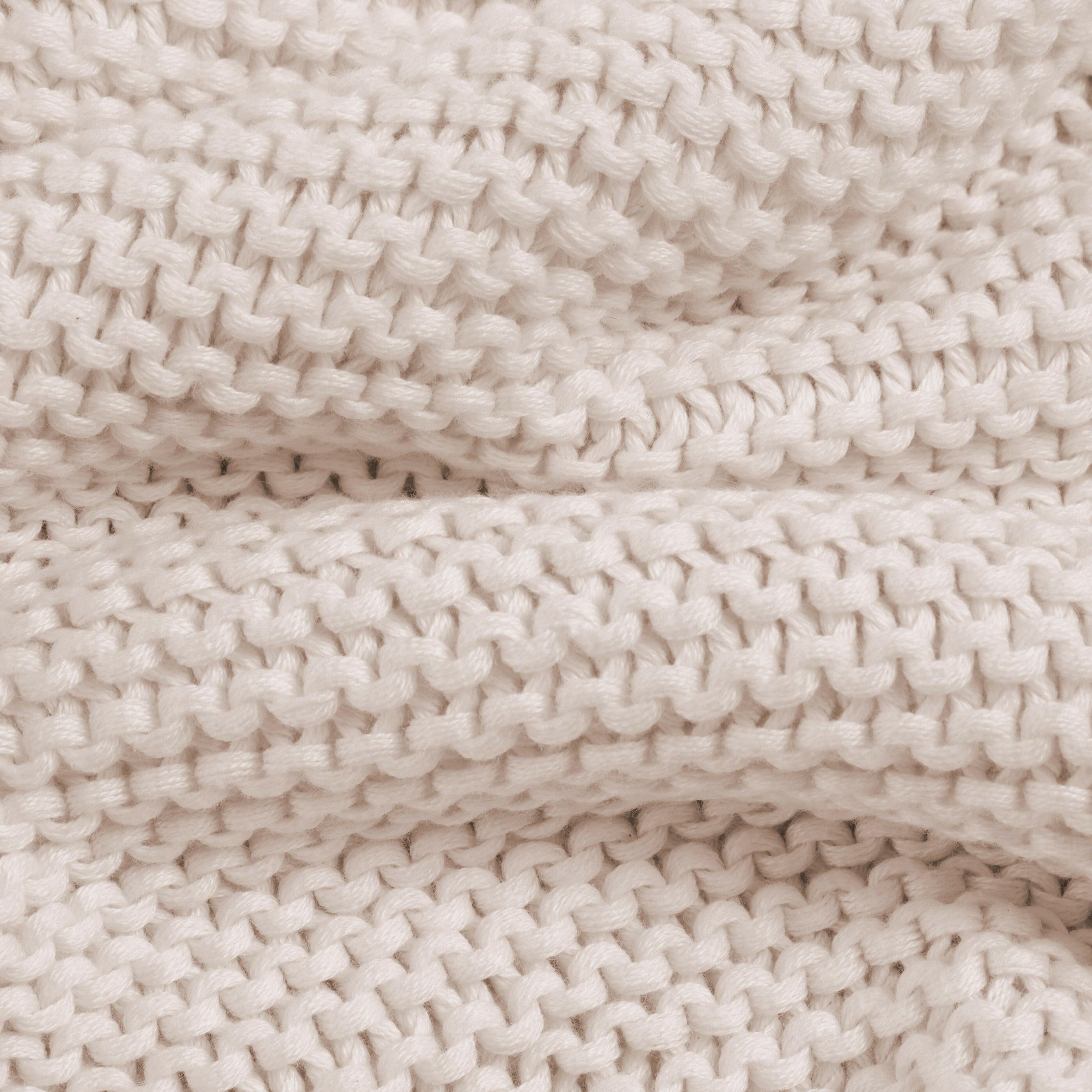 Organic Throw Blanket Chunky Knit - Nora Shell Throw Blanket Makemake Organics