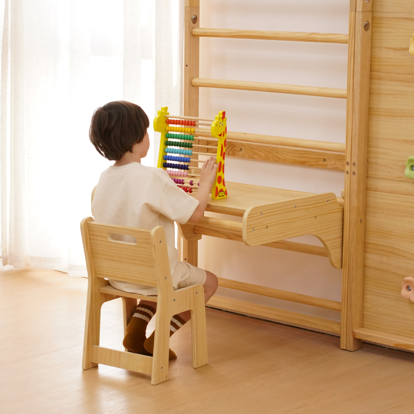 Walnut Modular 9-in-1 Swedish Ladder Wall Gym – Indoor Climber for Kids & Toddlers