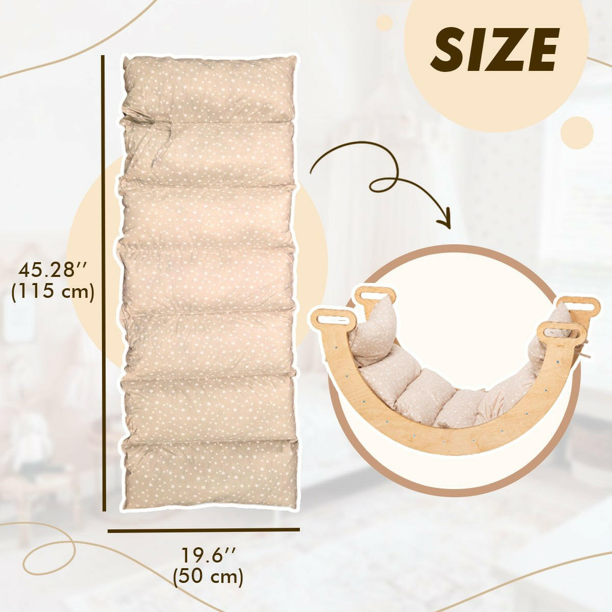 3in1 Montessori Play Set for Toddlers: Arch + Slide + Cushion - Beige Goodevas