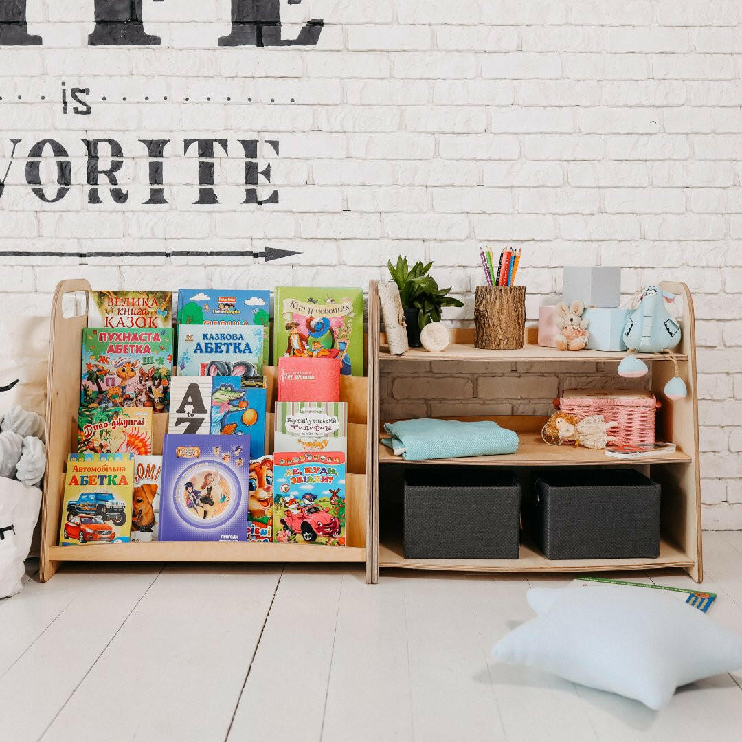 3in1 Montessori Shelves Set: Bookshelf + Toy Shelf + Lego sorter Shelves Goodevas