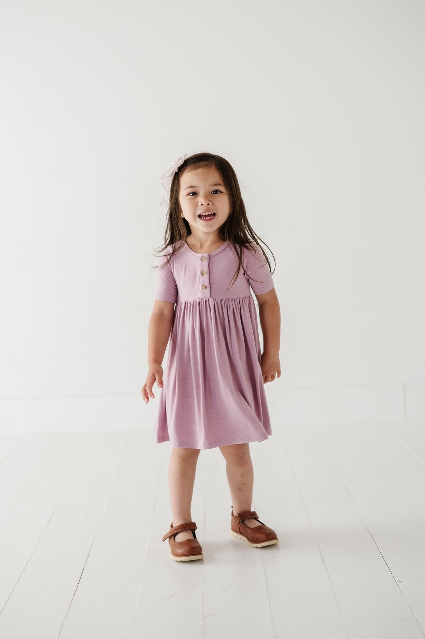 Girl's Short Sleeve Henley Dress