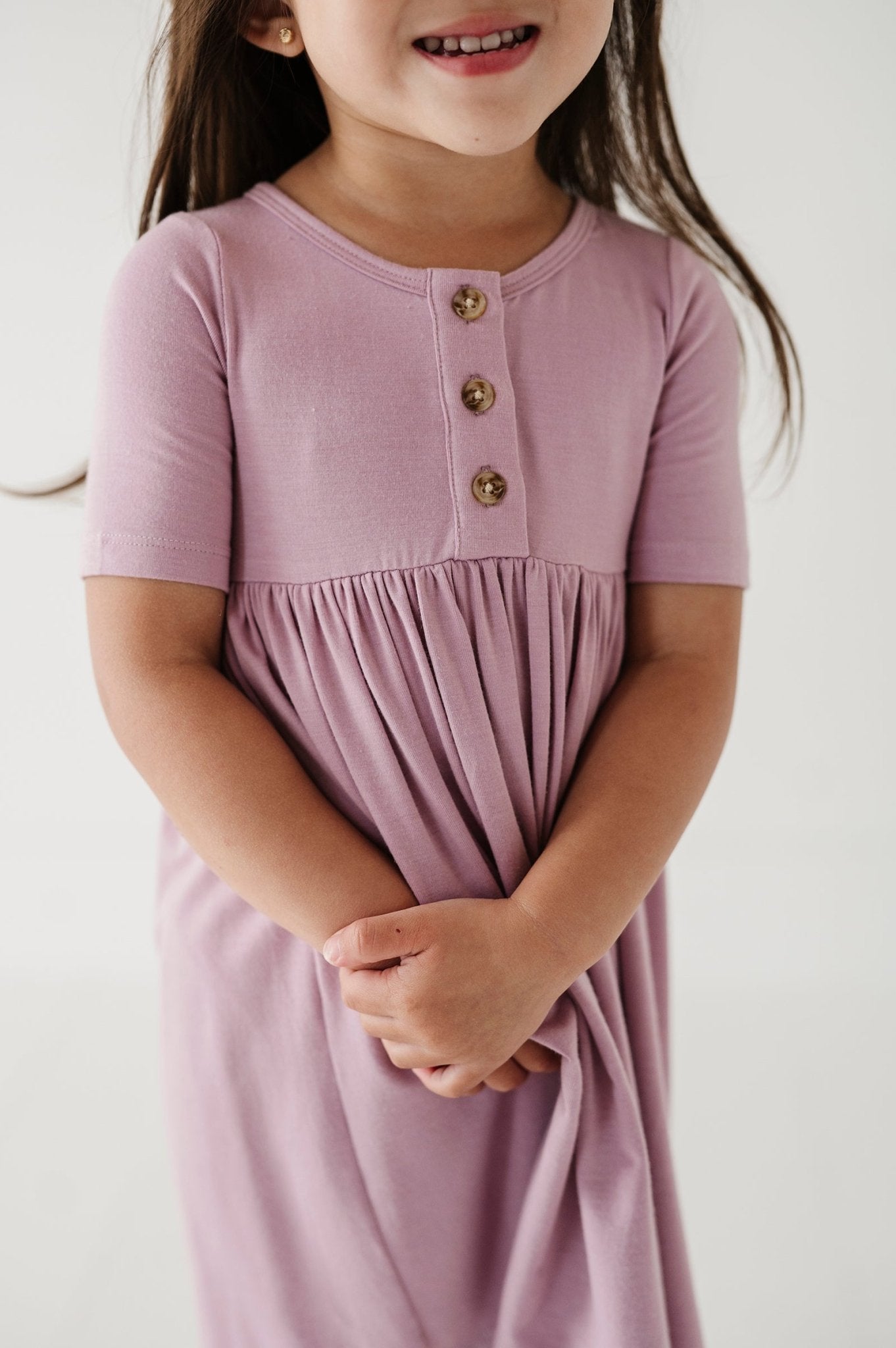 Girl's Short Sleeve Henley Dress