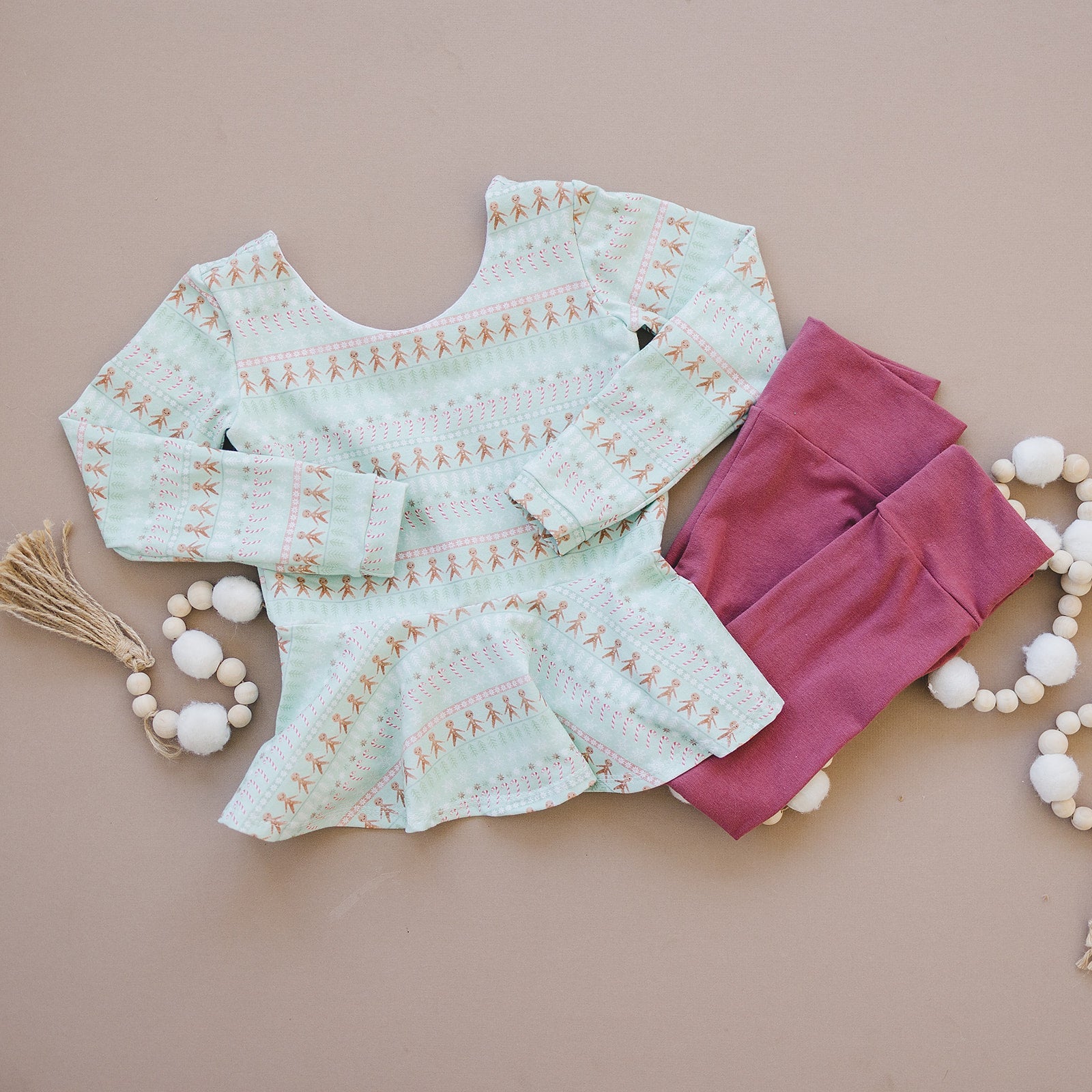 Winter Fair Isle Long Sleeve Peplum Top Tops doodle & jack