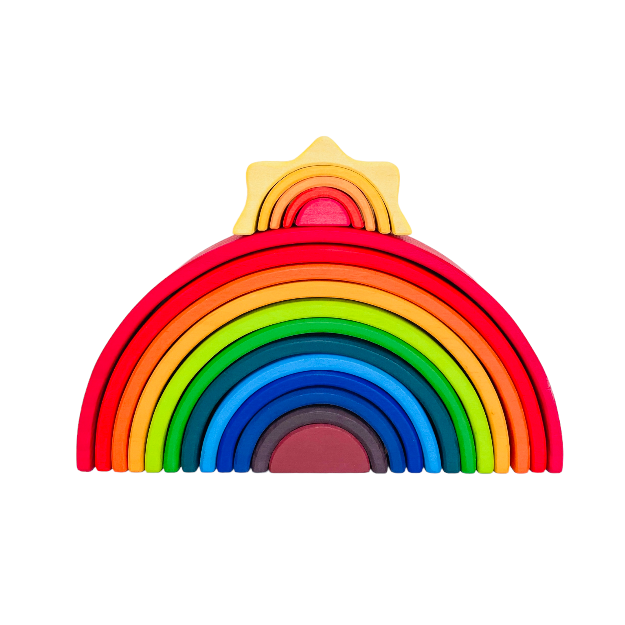 **Pre-order (Ships in 2-3 Weeks)**5-Piece Stained Mini Wooden Sun Rainbow Stacker