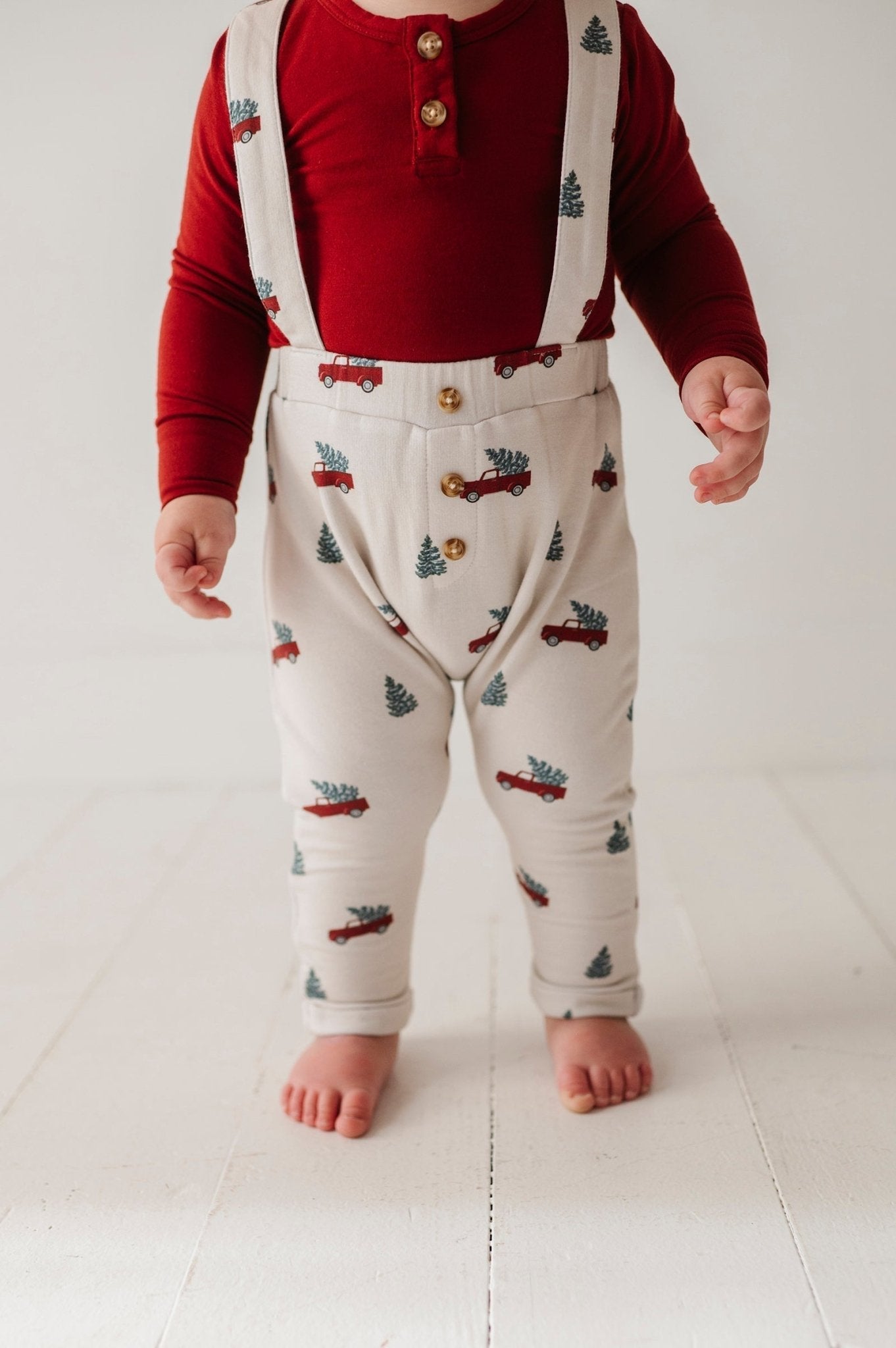 Henley Bodysuit & Suspenders Set