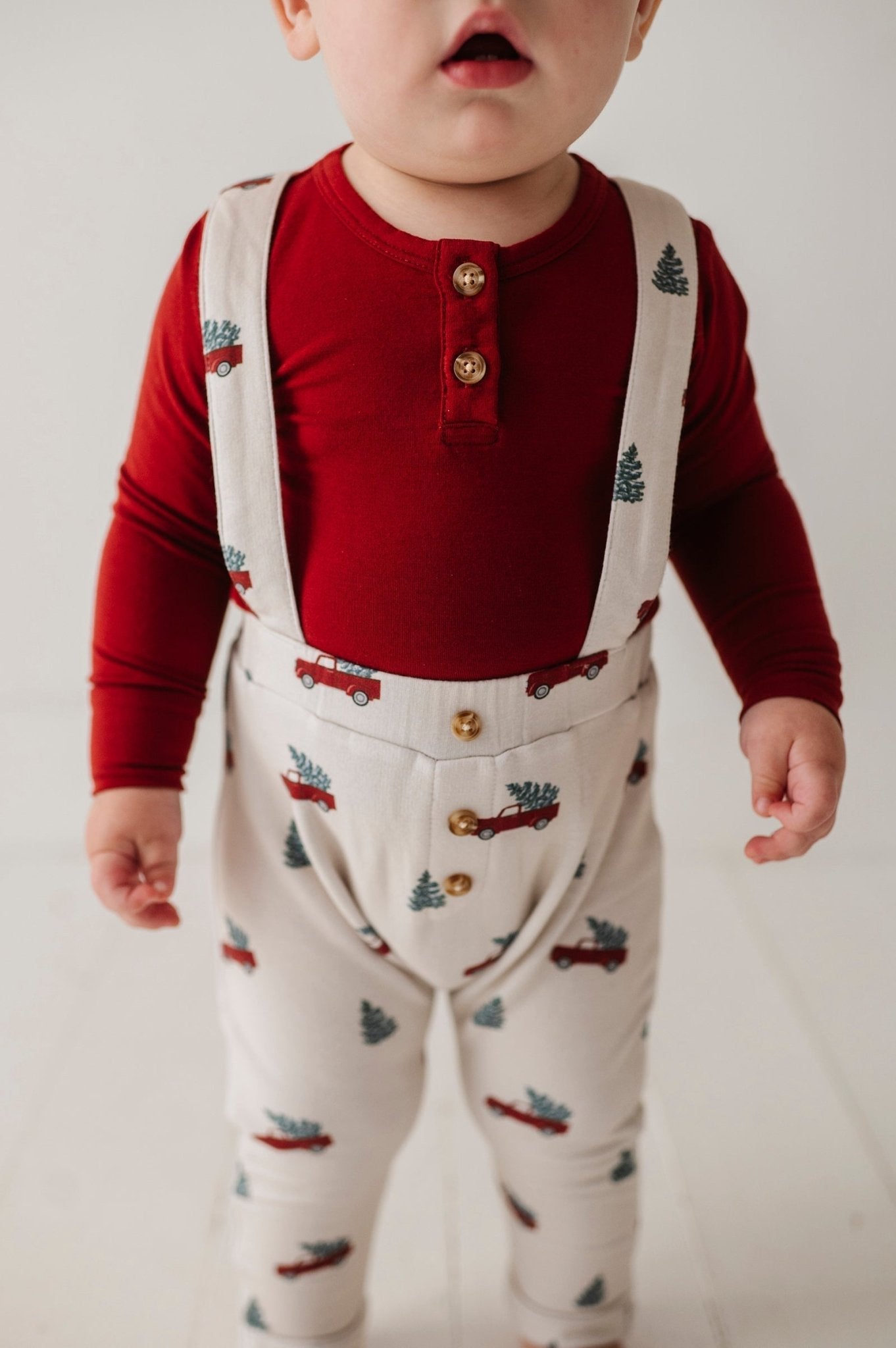 Henley Bodysuit & Suspenders Set