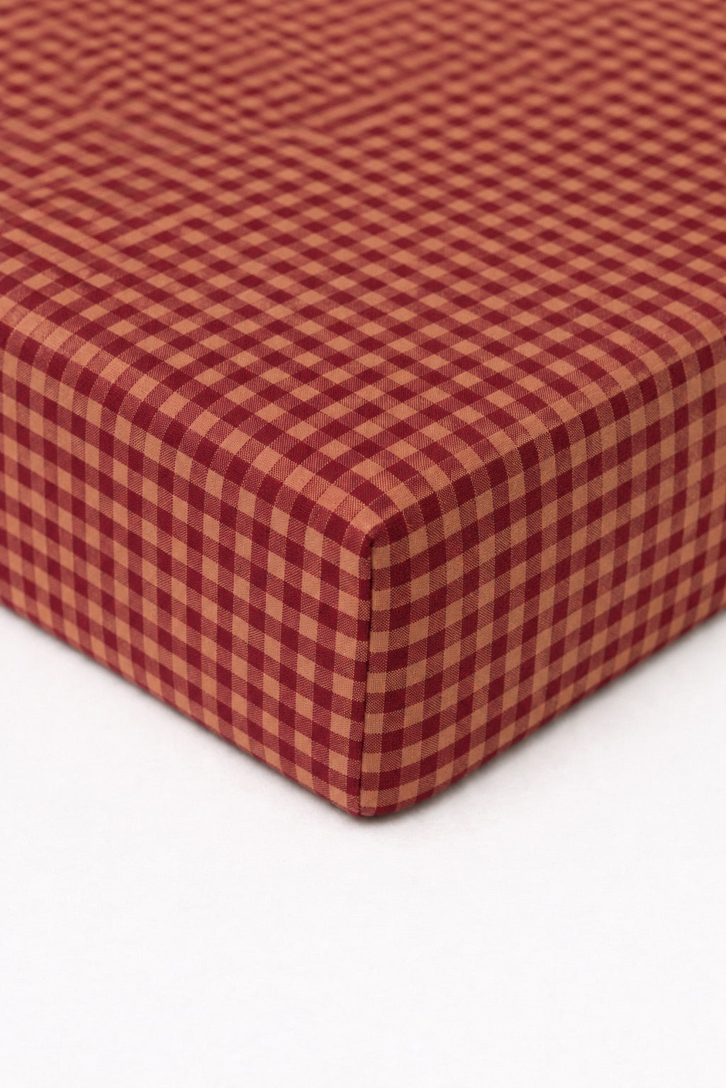 Red Beige Gingham Crib Sheet