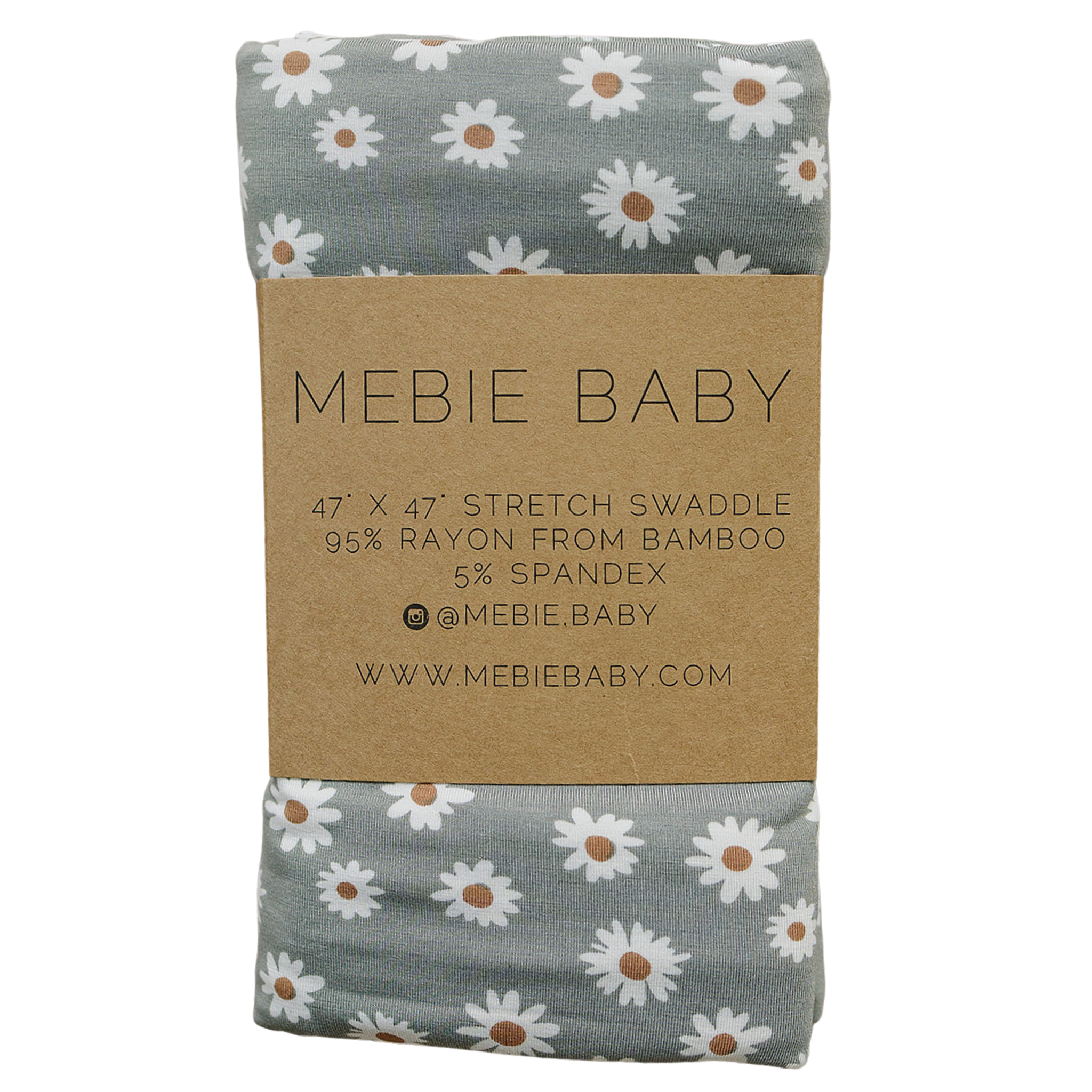 Light Green Daisy Bamboo Stretch Swaddle Mebie Baby