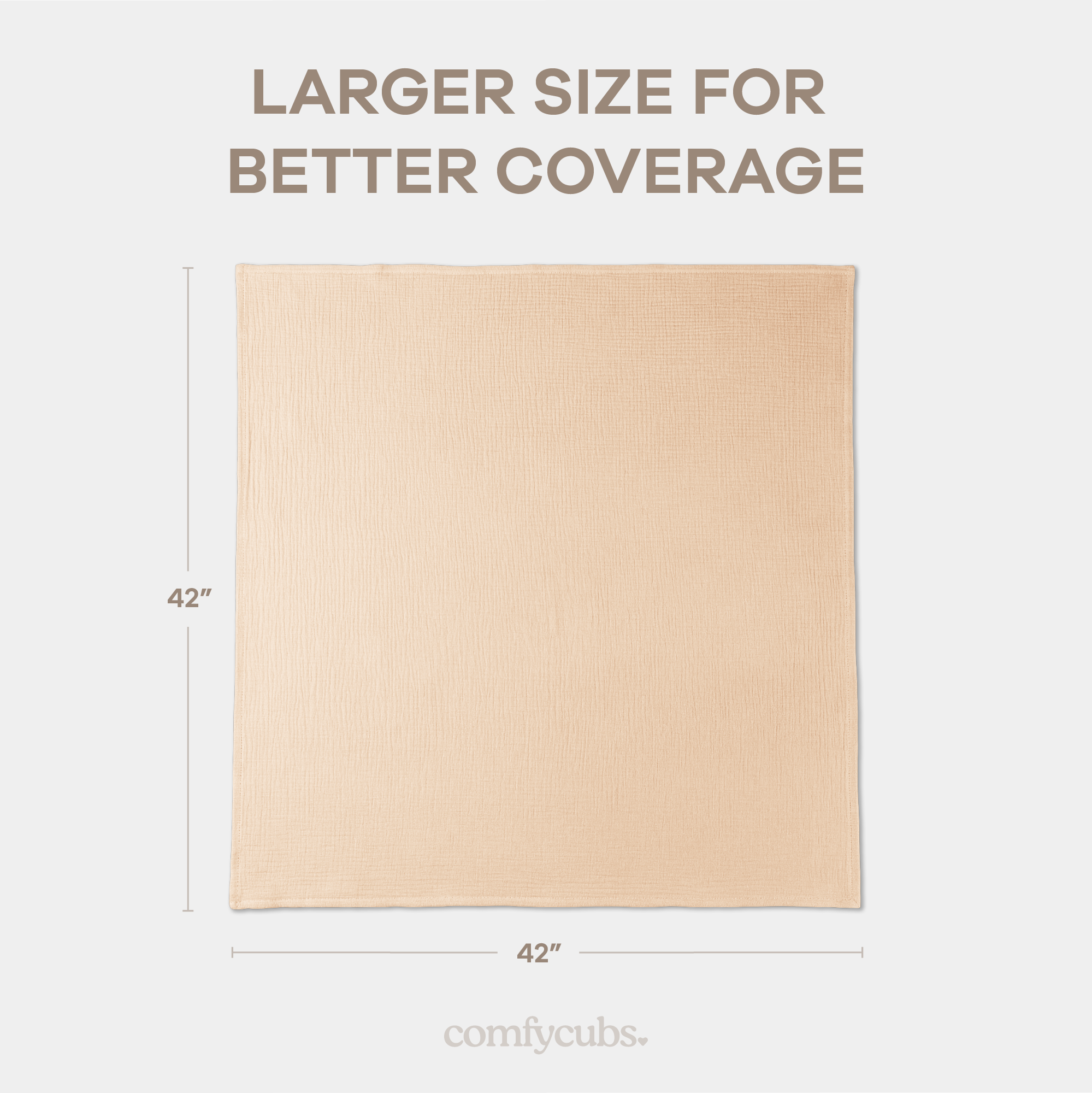 Muslin Swaddle Blankets, 42” x 42” (Cream, Blush, Mauve, Pack of 3)