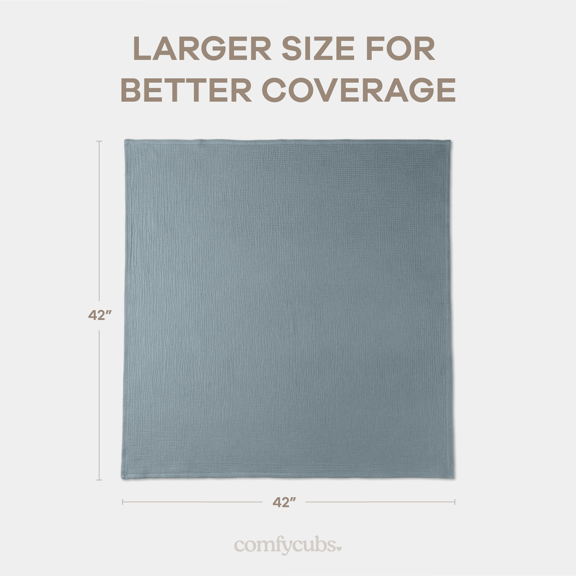 Muslin Swaddle Blankets, 42” x 42” (Heather Blue, Pacific Blue, Fern, Pack of 3)