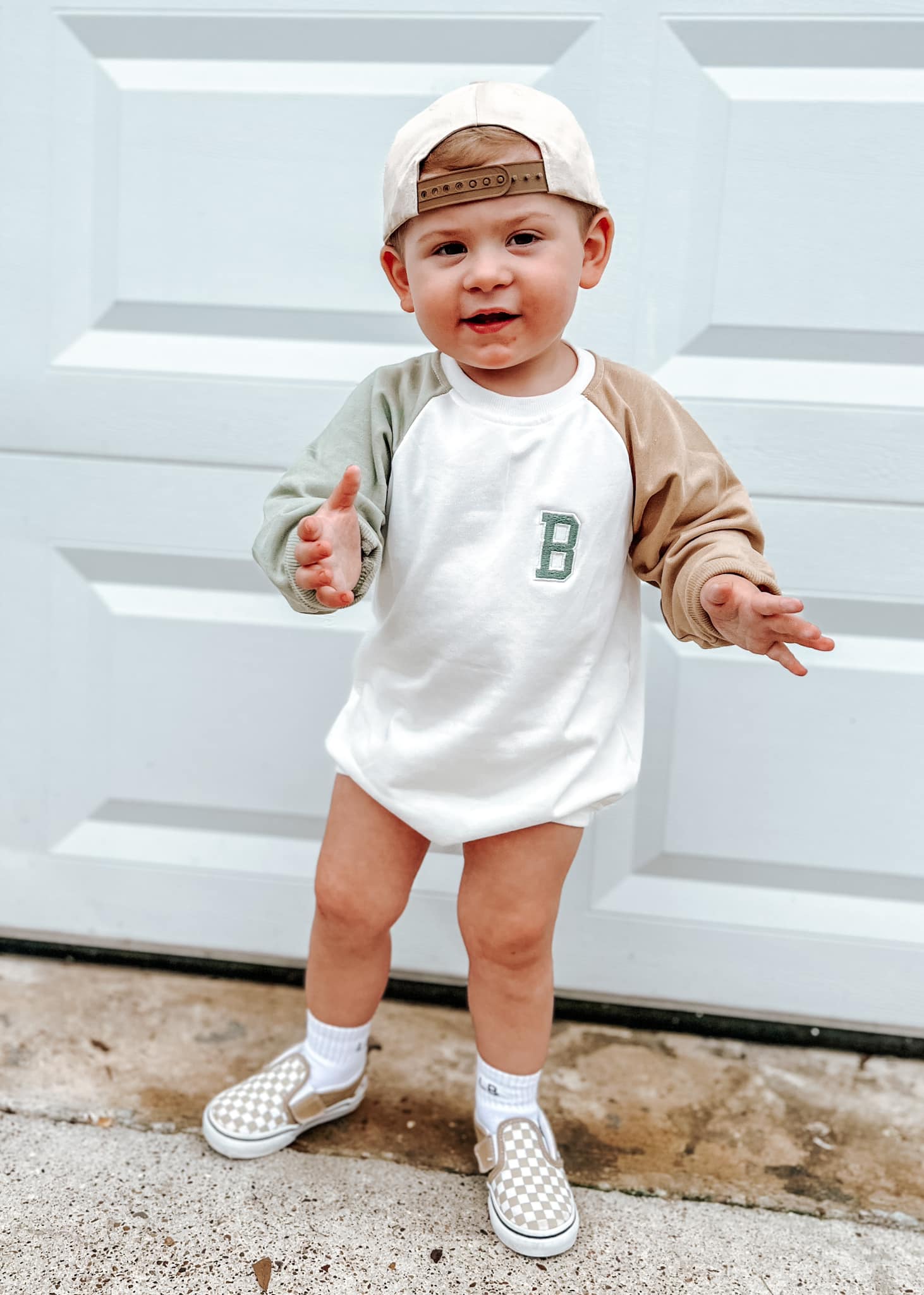 Custom Embroidered Colorblock Sweatshirt Romper
