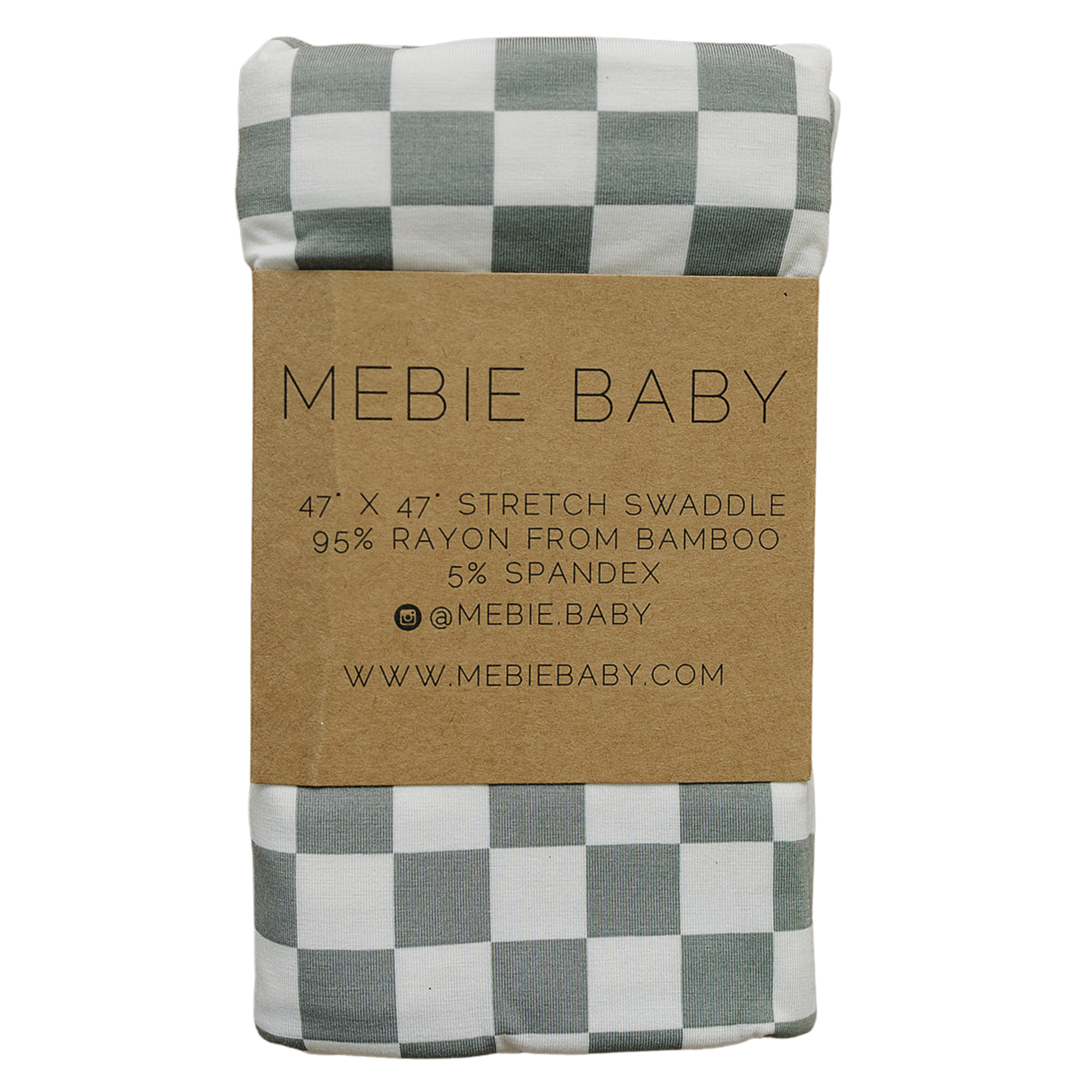 Light Green Checkered Bamboo Stretch Swaddle Mebie Baby