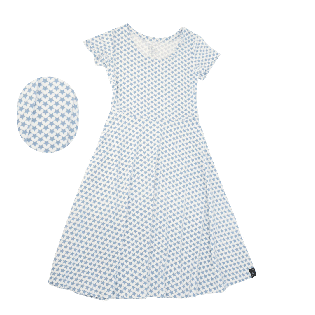 Mommy Swirly Girl Dress - Hearts and Stars Blue