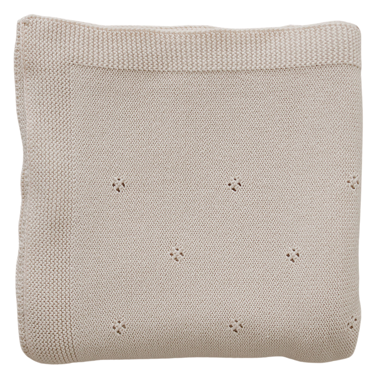 Oatmeal Pointelle Knit Blanket