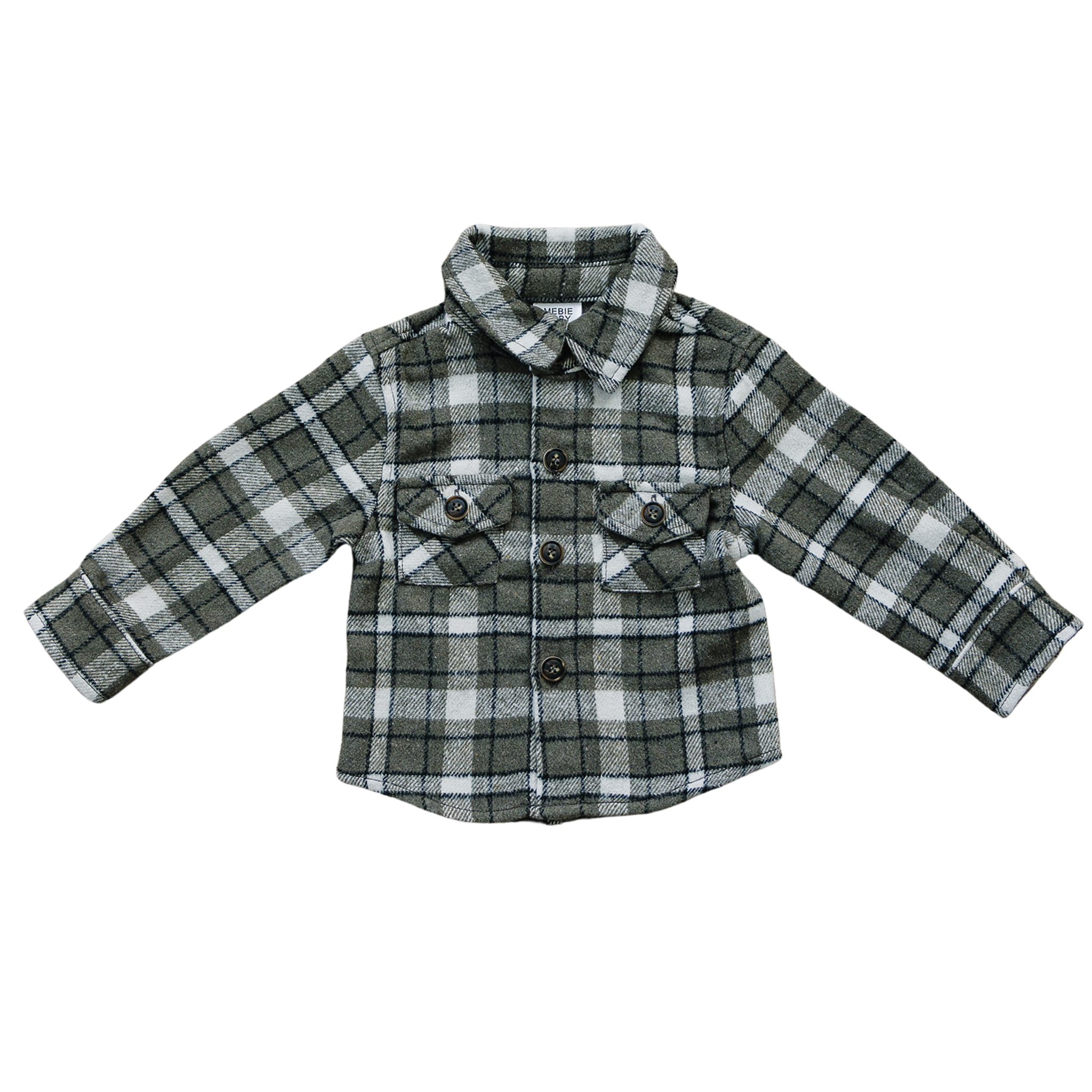 Charcoal Flannel Shacket Mebie Baby