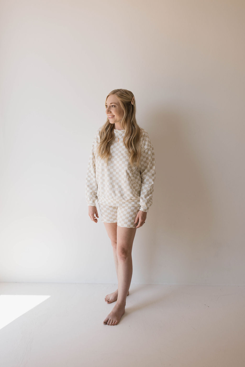 Adult Long Sleeve Short Set | Chai Checkerboard Short Set forever french baby
