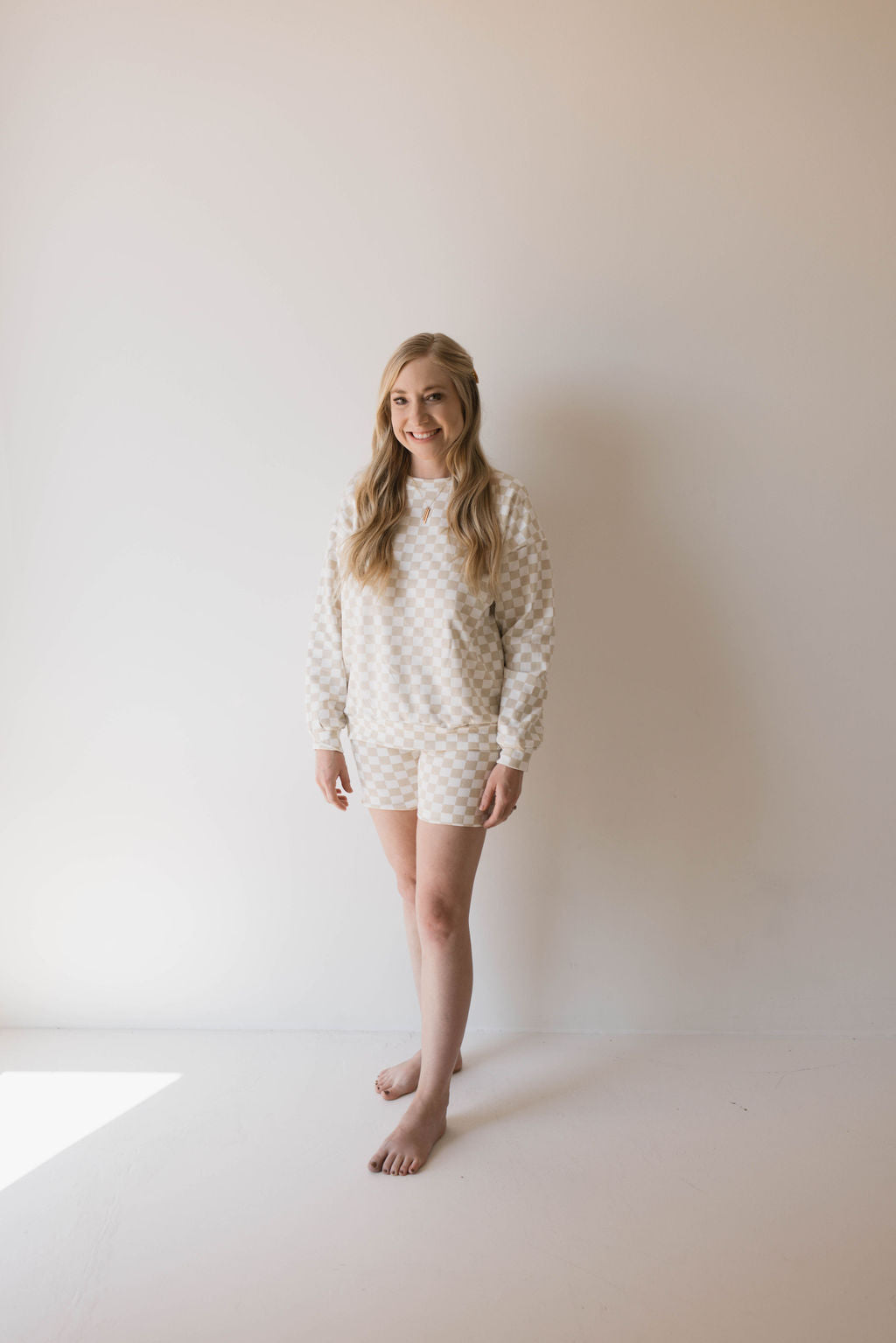 Adult Long Sleeve Short Set | Chai Checkerboard Short Set forever french baby