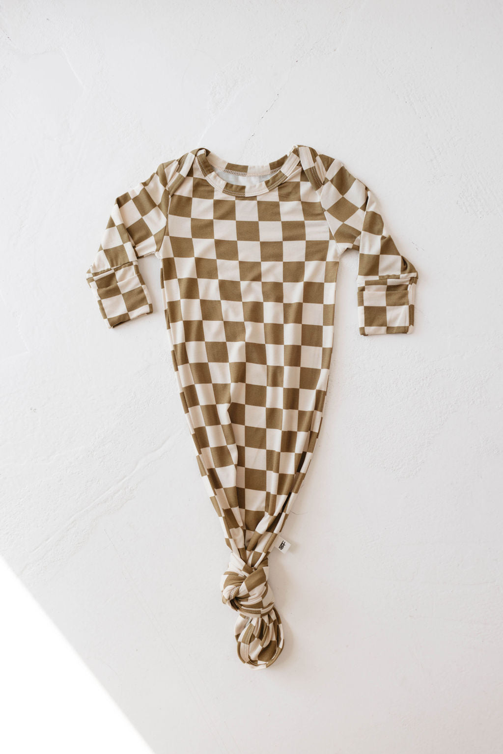 Bamboo Knotted Gown | Olive Checkerboard  forever french baby