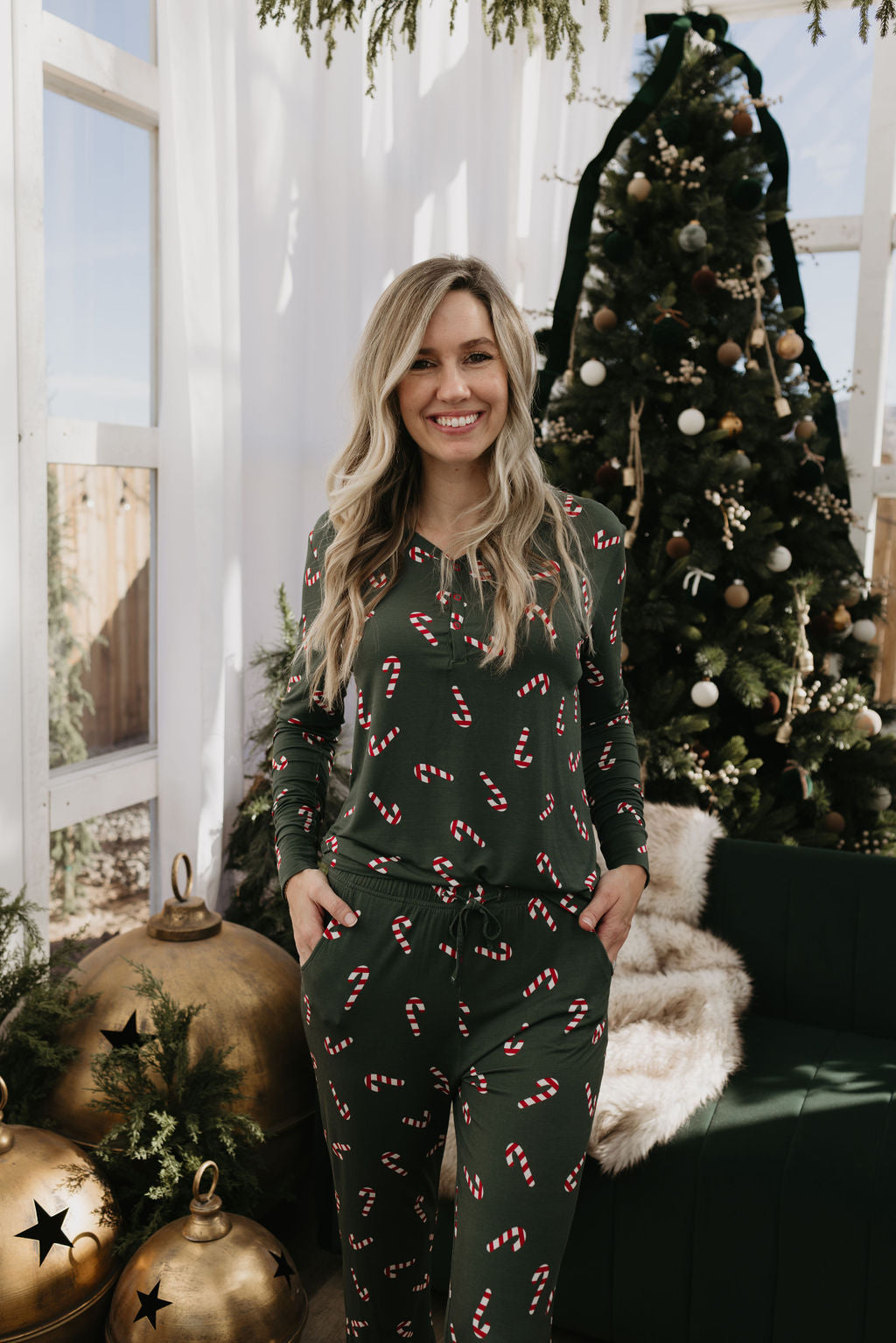 Women's Long Sleeve Bamboo Pajama | Candy Cane Lane 2024
