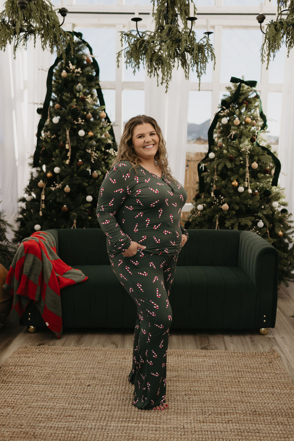 Women's Long Sleeve Bamboo Pajama | Candy Cane Lane 2024