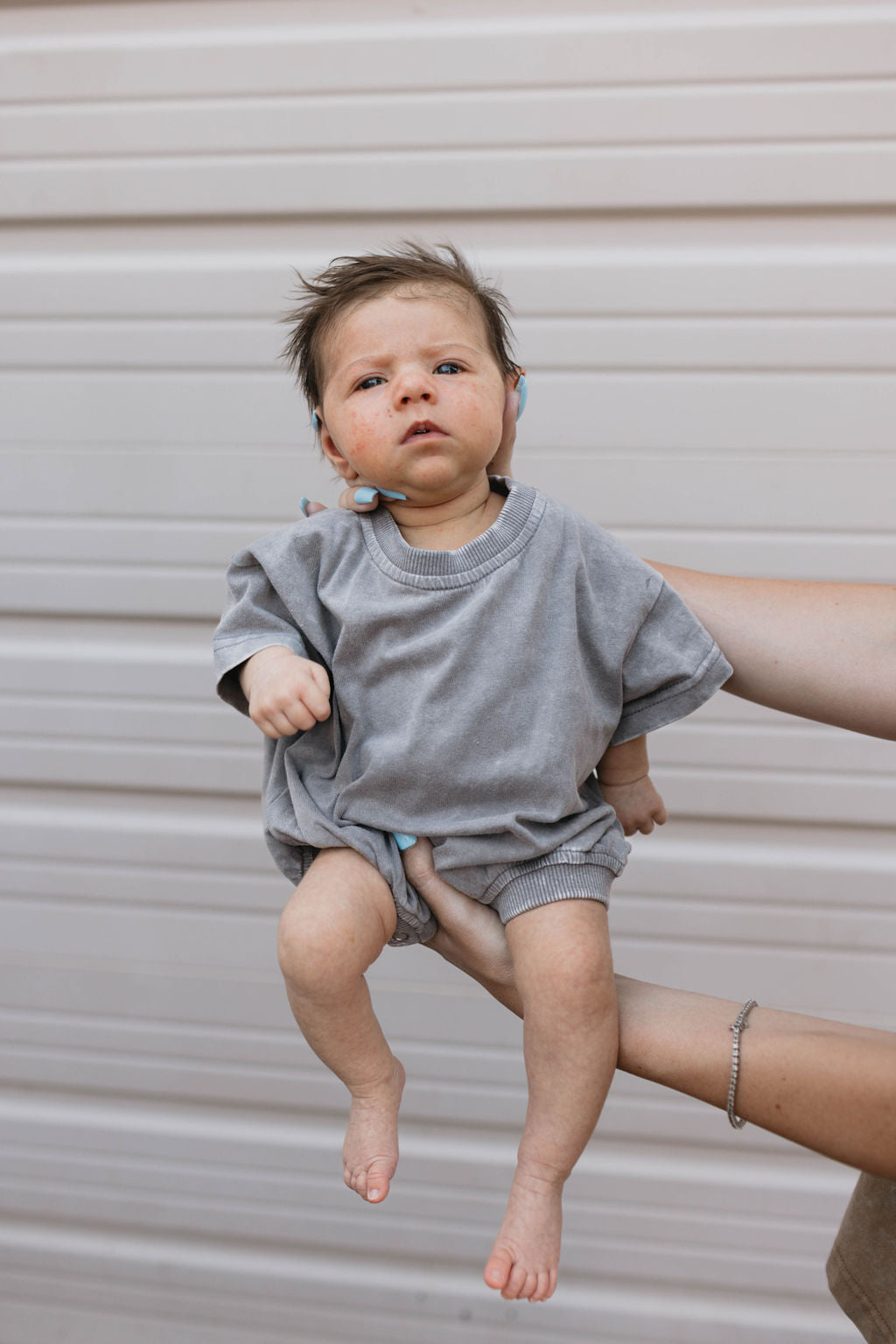 Baby Romper | Vintage Washed Steel Romper forever french baby