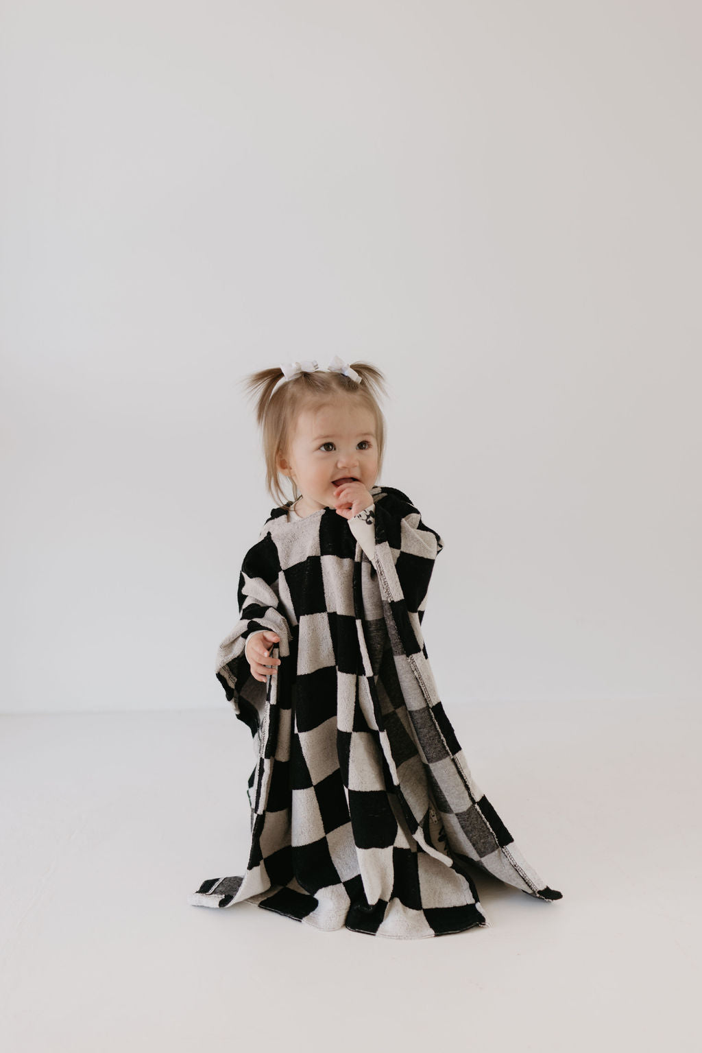 Hooded Towel | Black Checkerboard