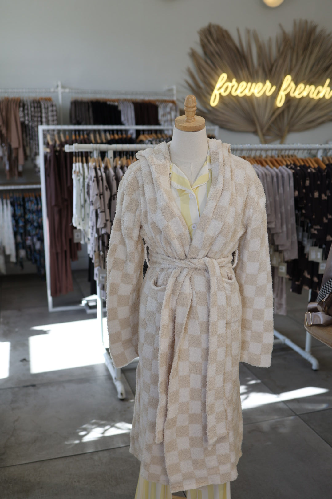 Adult Robe | Cream Checkerboard