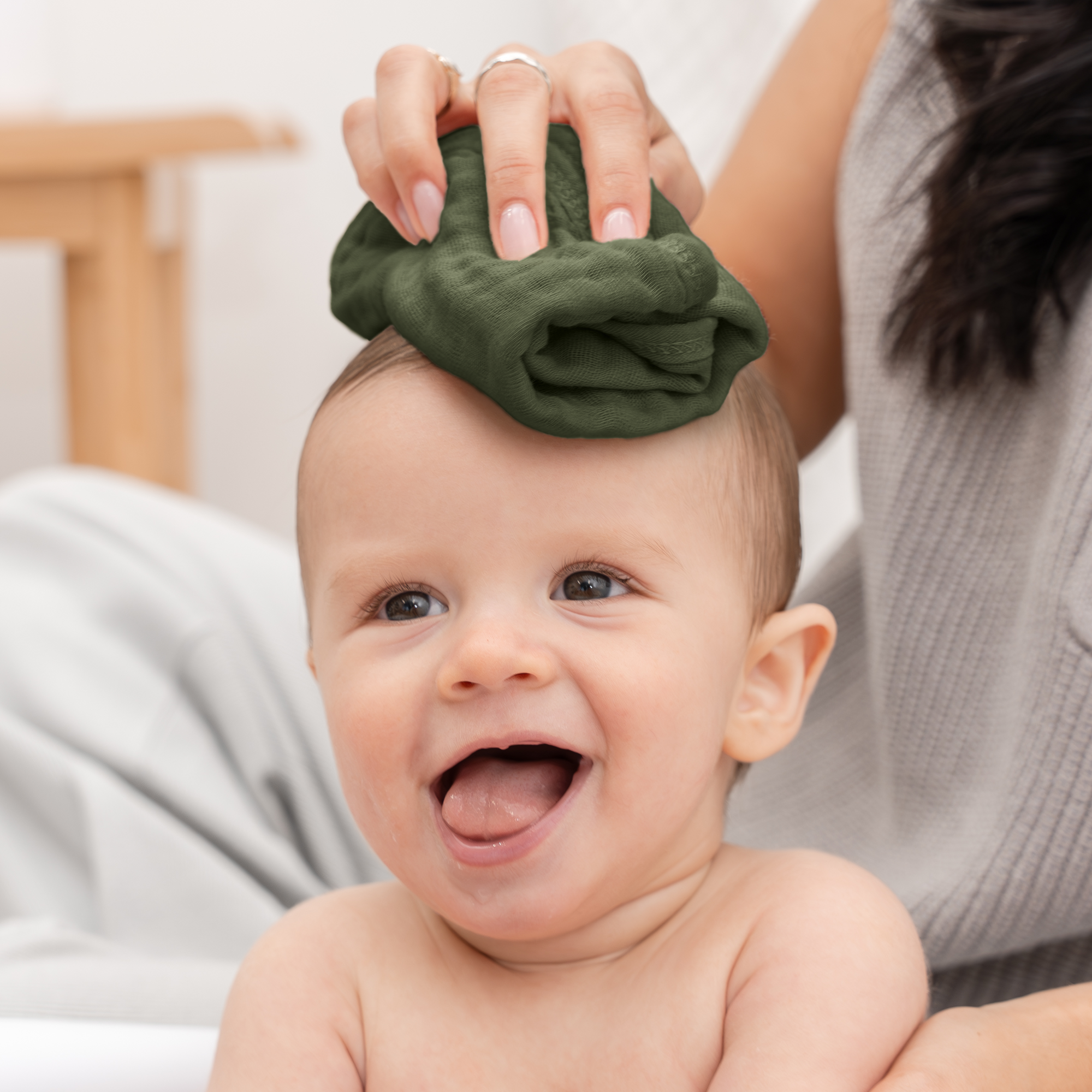 Muslin Washcloths in Kelp