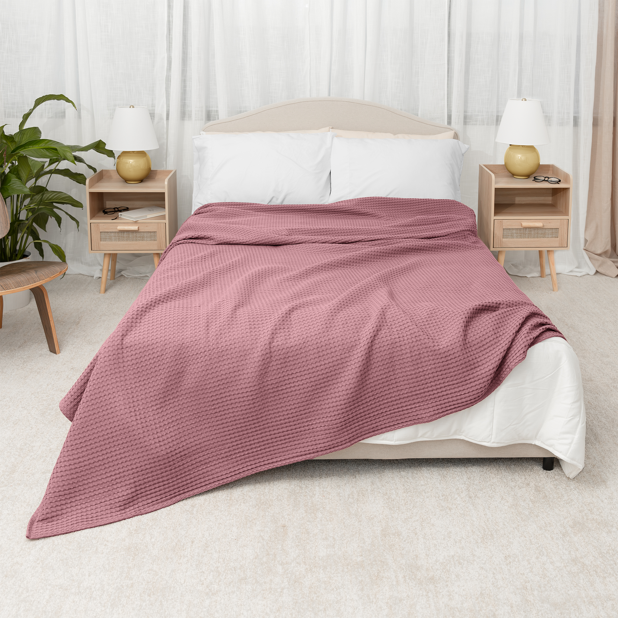 Adult Waffle Blankets in Mauve