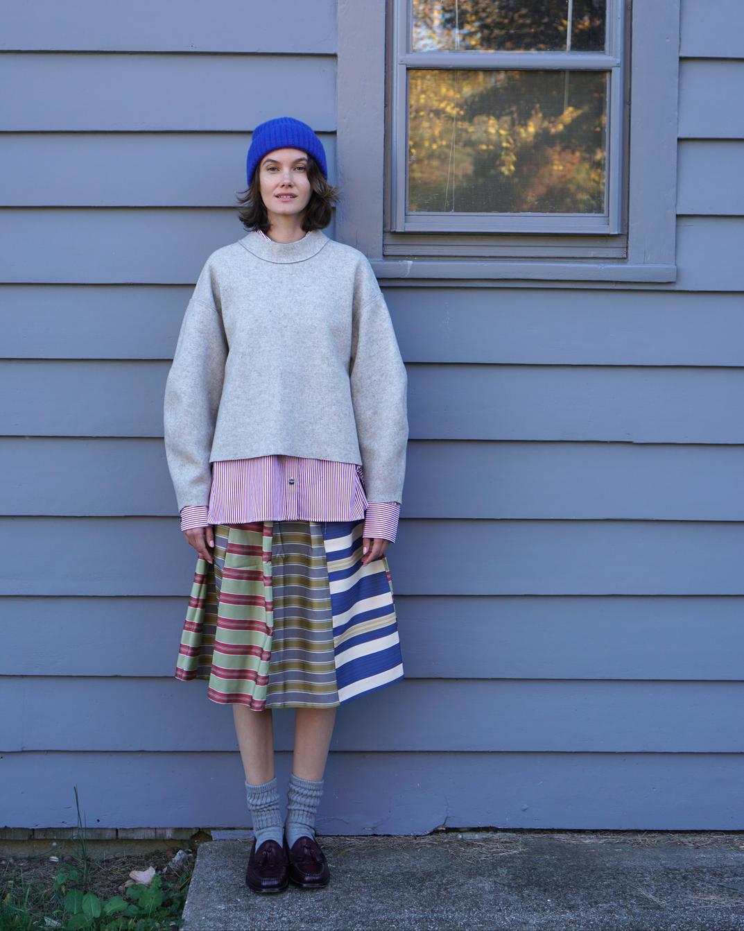 Mixed Upholstry Deadstock Satin Dirndl Skirt - Multi