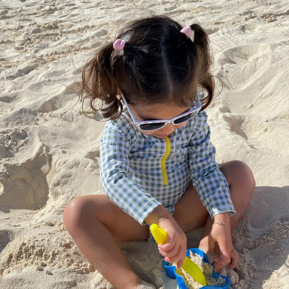 Recycled Polyester Blue Zipped Baby Rashguard - Faded Denim