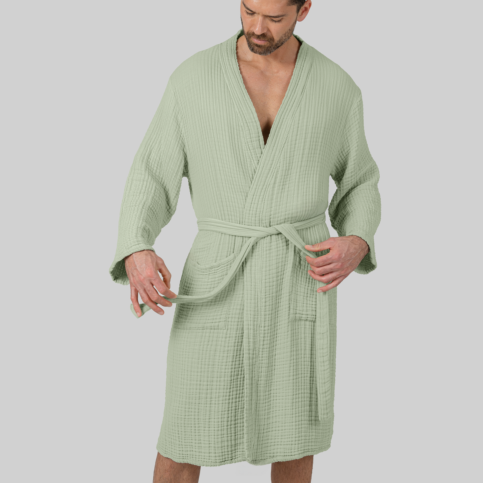 Muslin Bathrobe in Sage