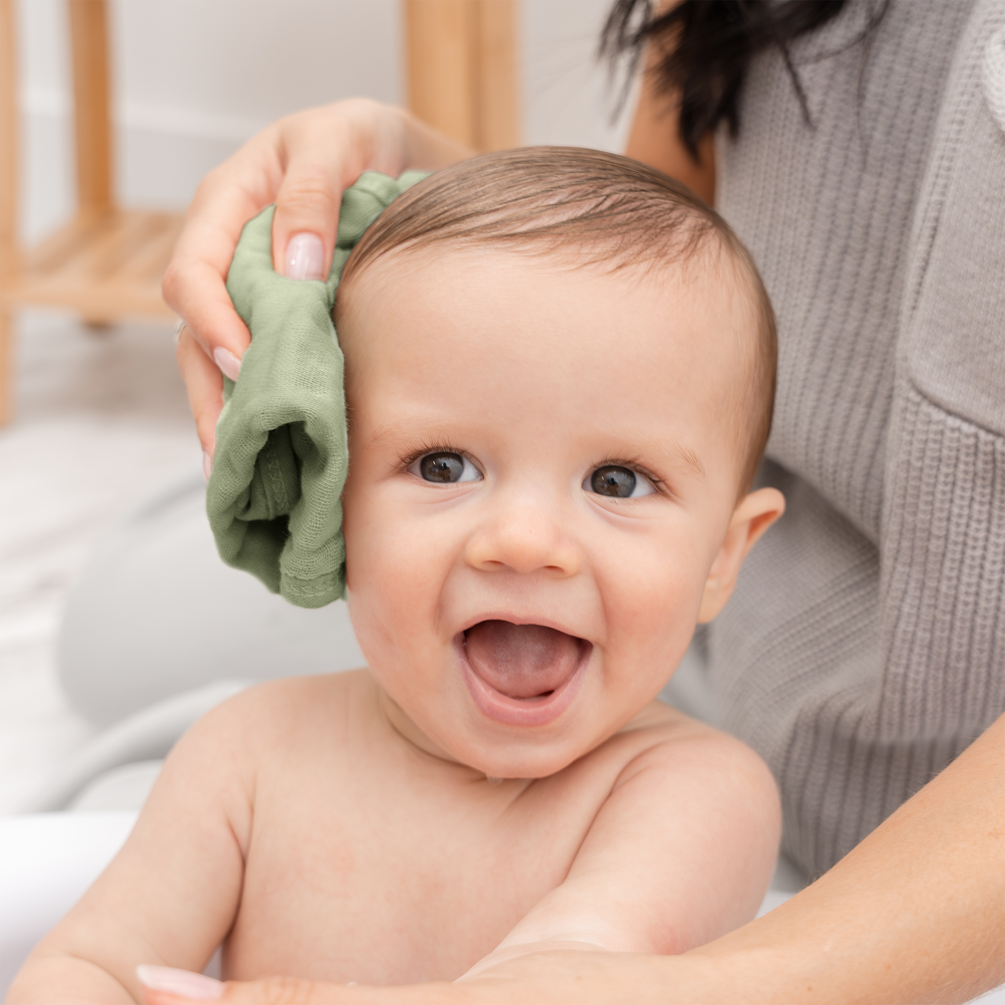 Muslin Washcloths in Sage