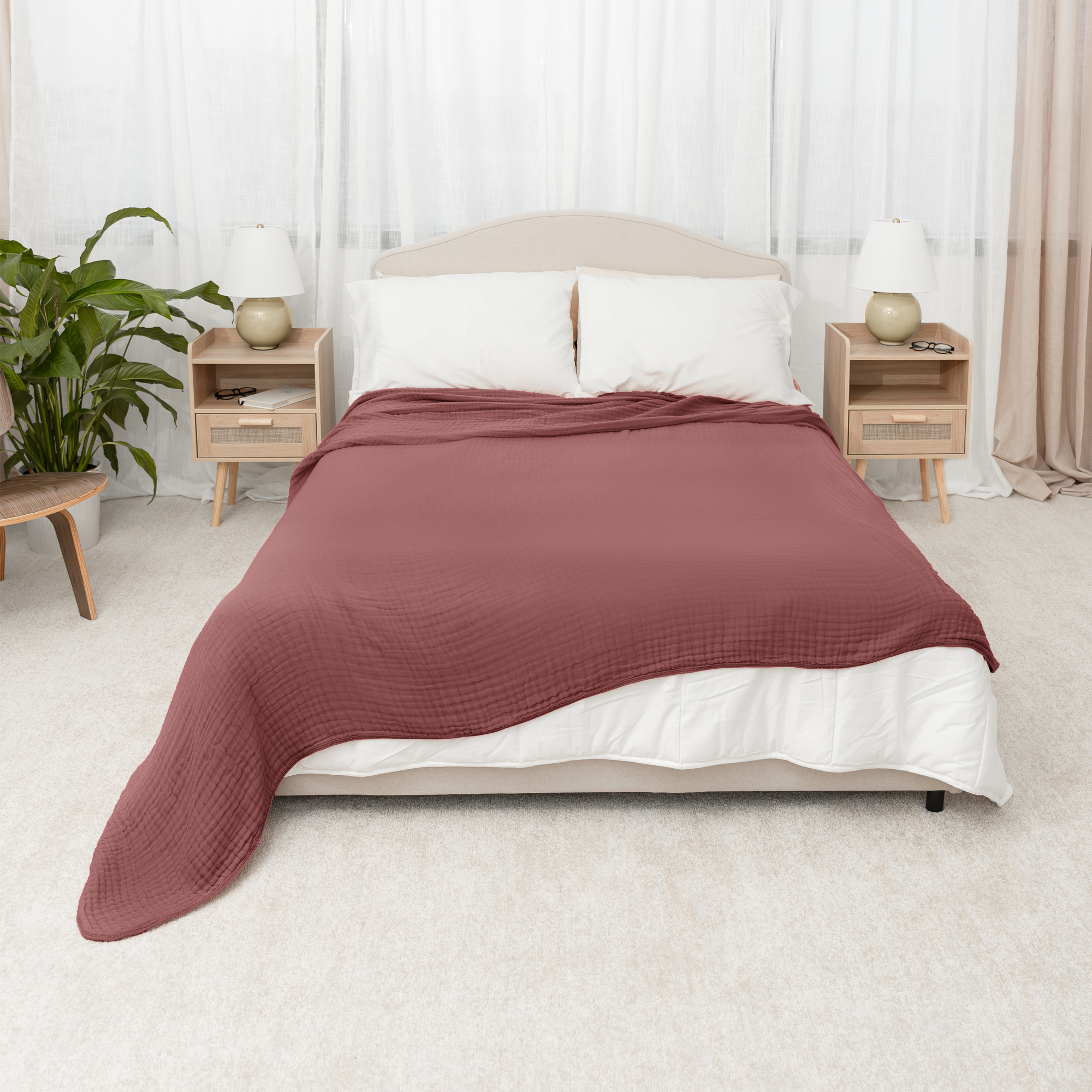 Adult Muslin Blanket in Wine