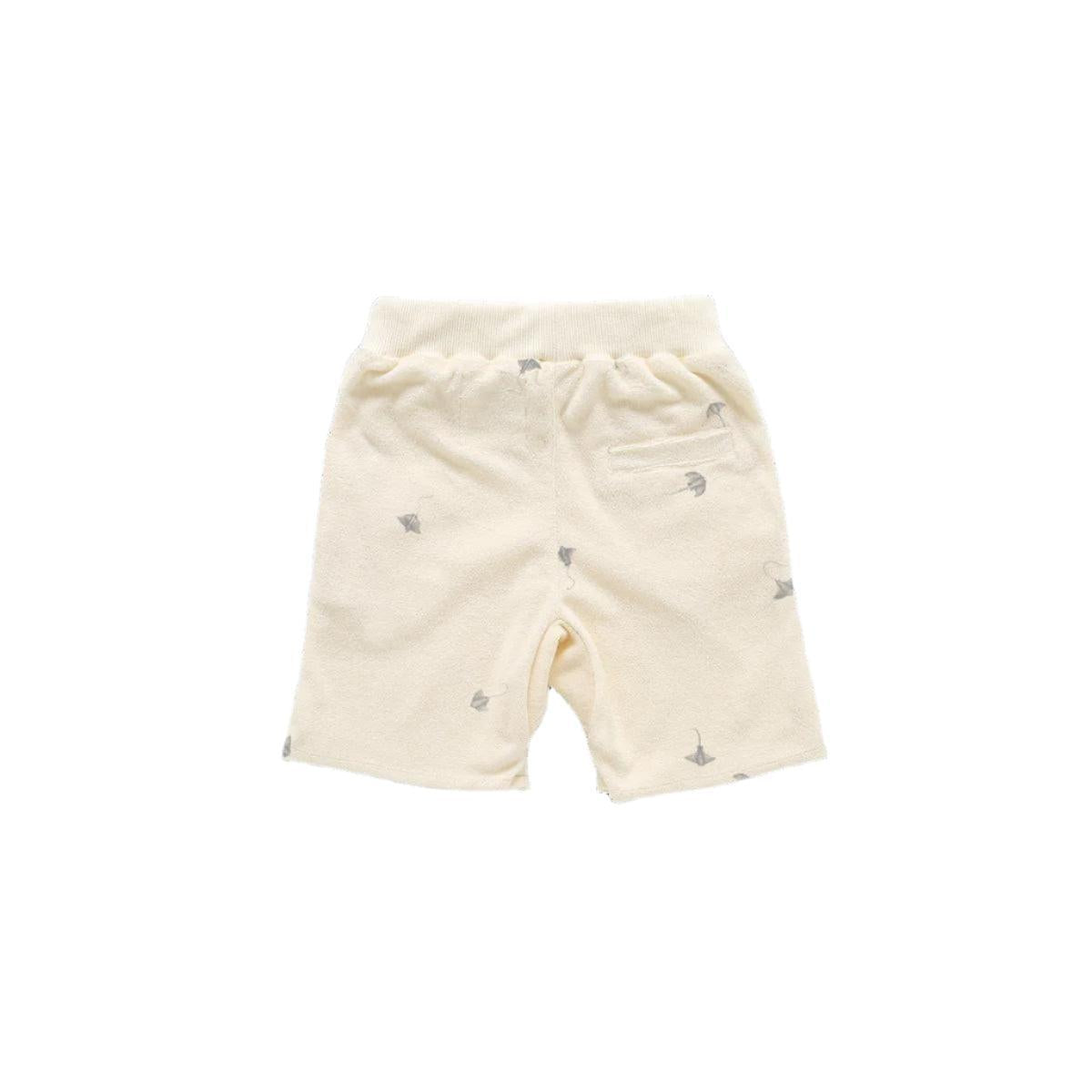 Terry Shorts with Print - Cream