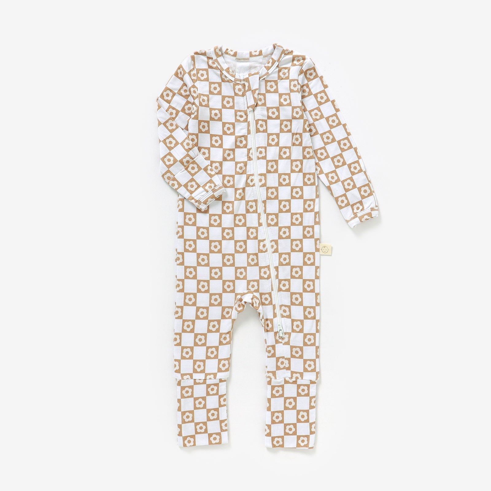 Bamboo Zip Baby Pajamas - Checkered Daisies Pajamas Consciously Baby Newborn