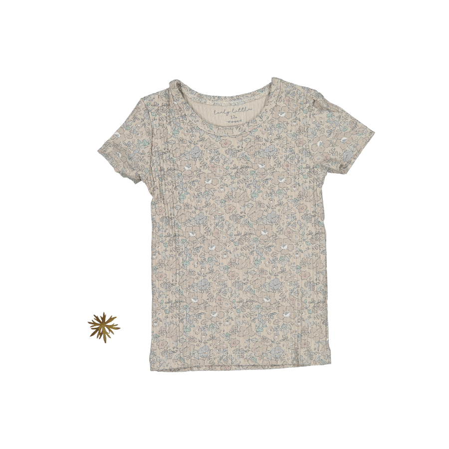 The Printed Short Sleeve Tee - Elise Ribbed