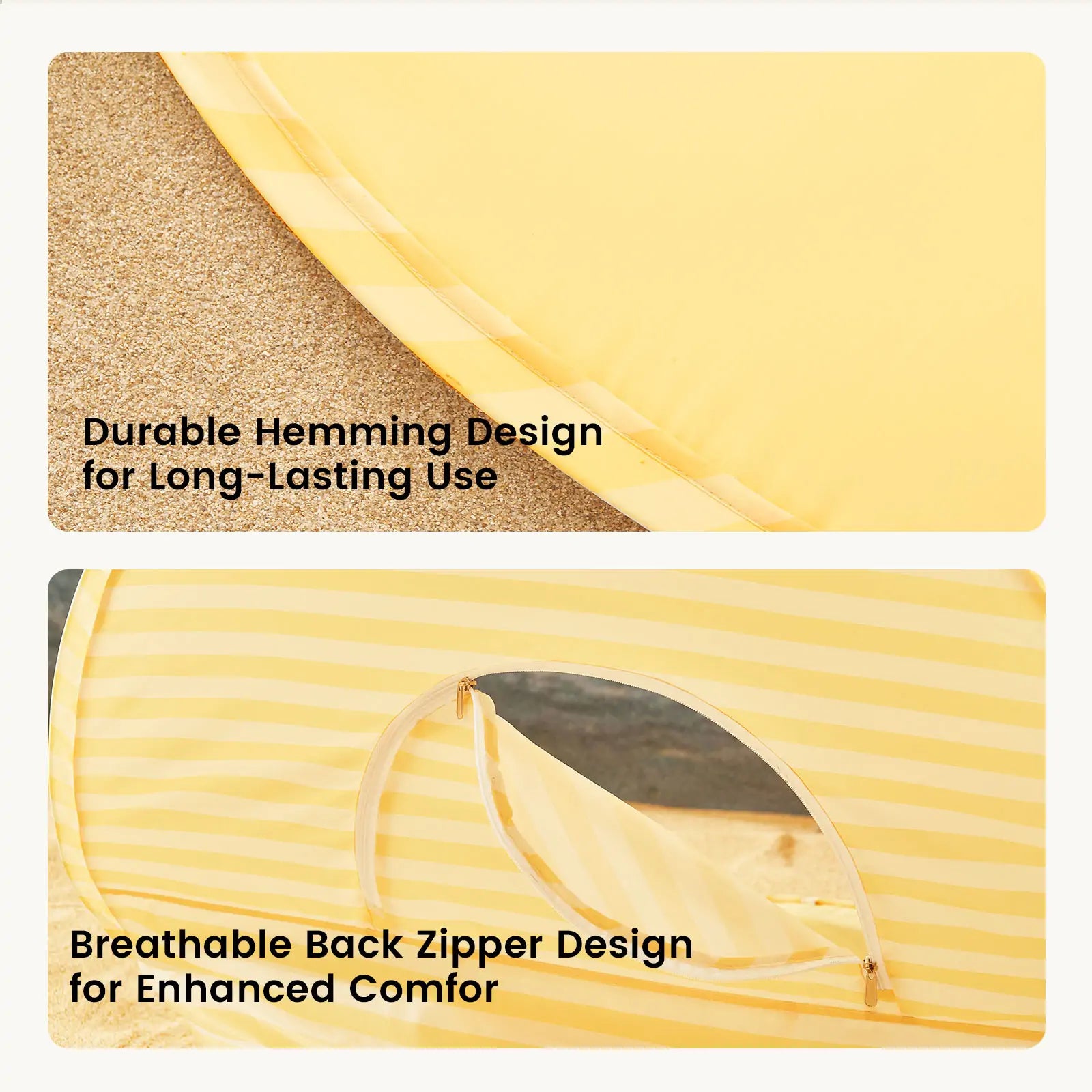 Tiny Land® One-Stop Beach Toy & Tent Set – Pastel Yellow Stripes
