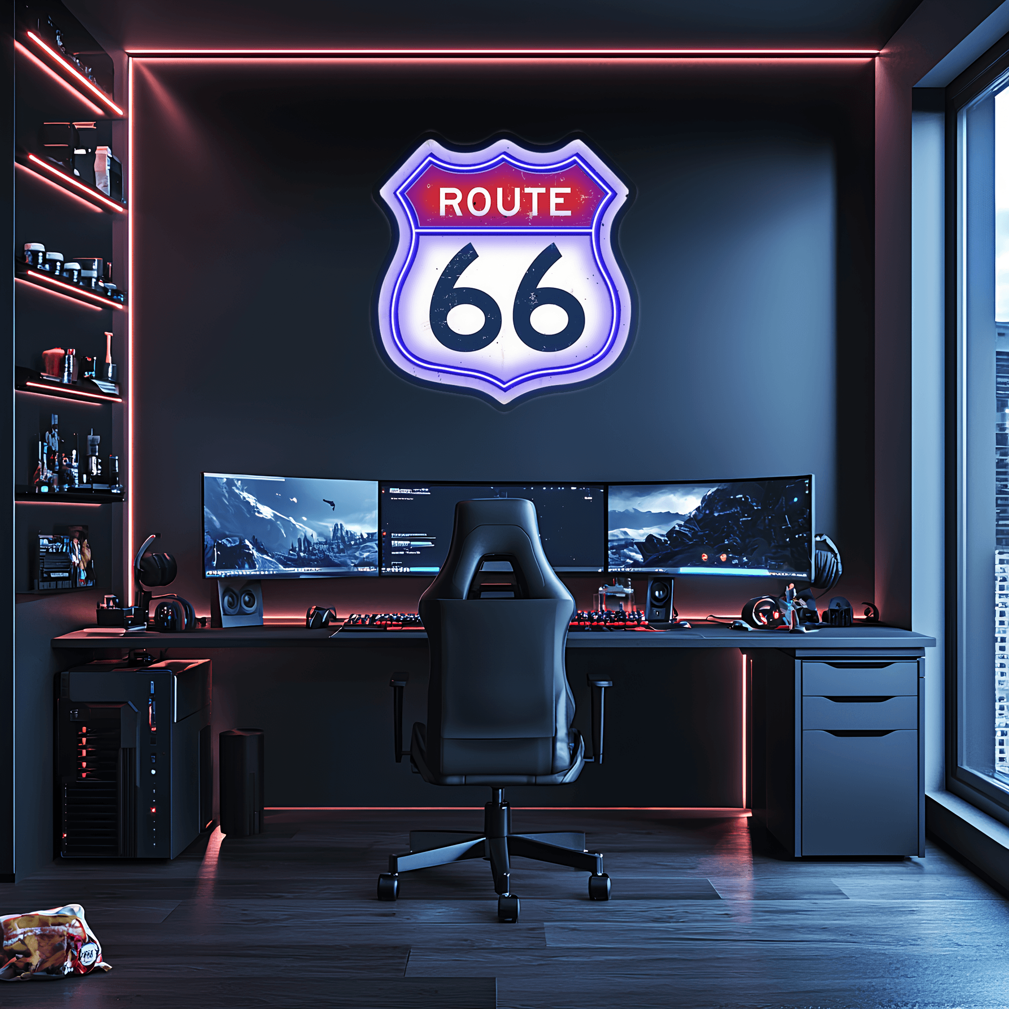 Route 66 Plexiglass Neon Art, Route 66 Neon Sign, Neon Light Sign, Neon Wall Art, Neon Sign, Neon Light Sign, Neon Gifts, Gamer Gifts