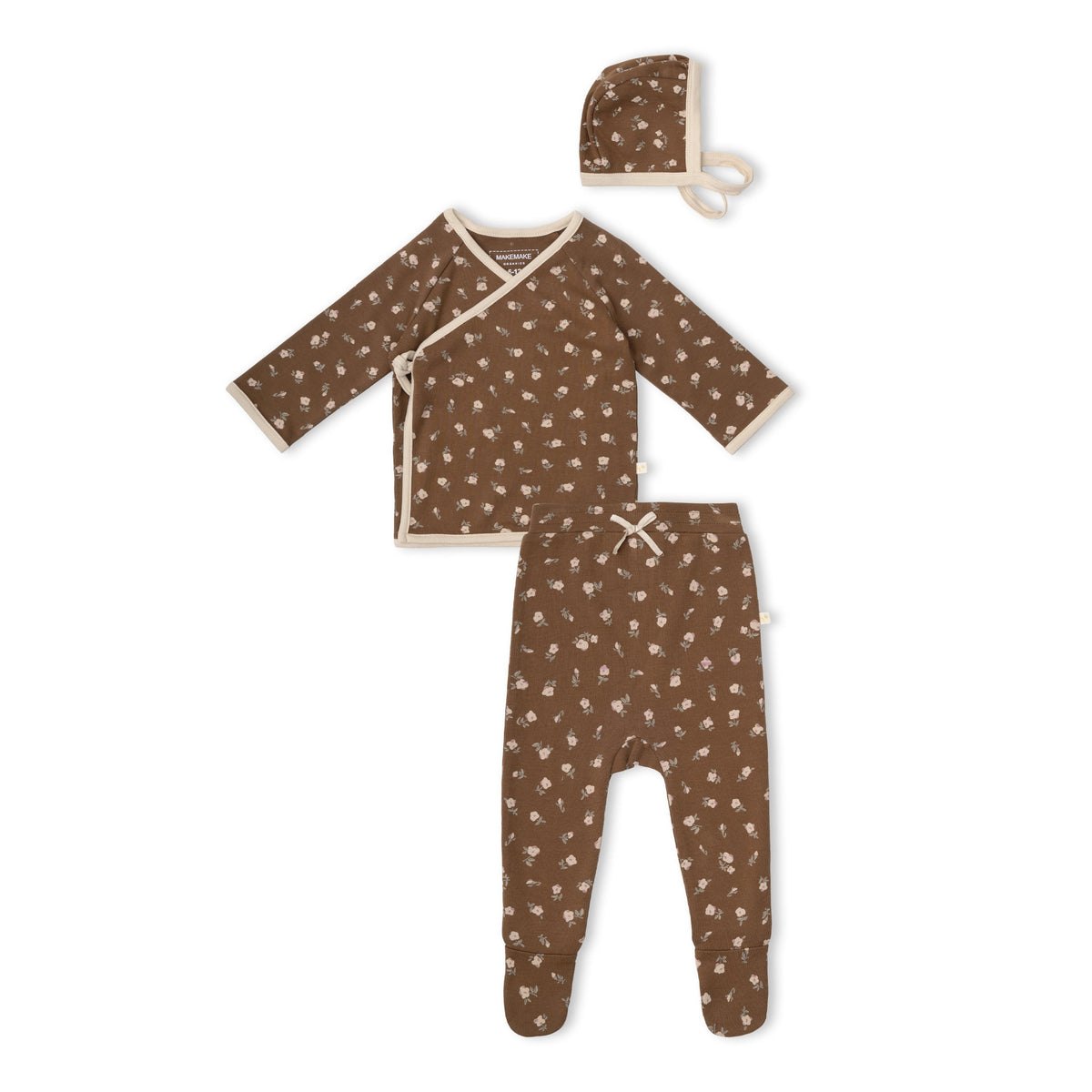 Organic Kimono Top & Footed Pants Set - Primrose