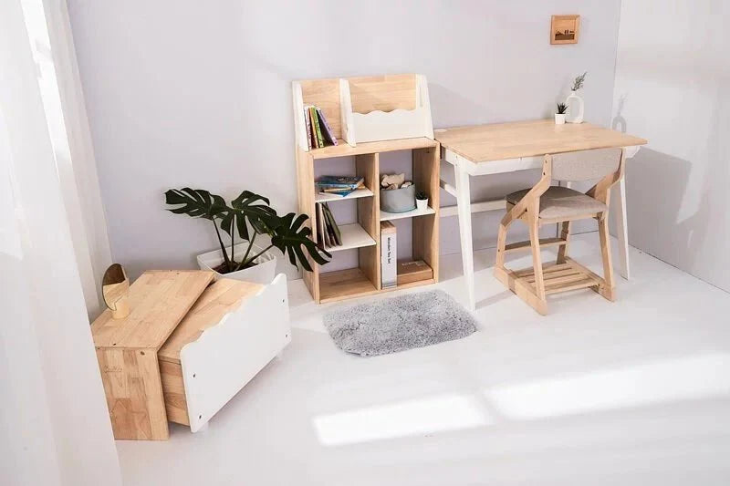 Calla Solid Wood Growth Desk - Flat-Storage Drawer - Natural Color MesaSilla USA