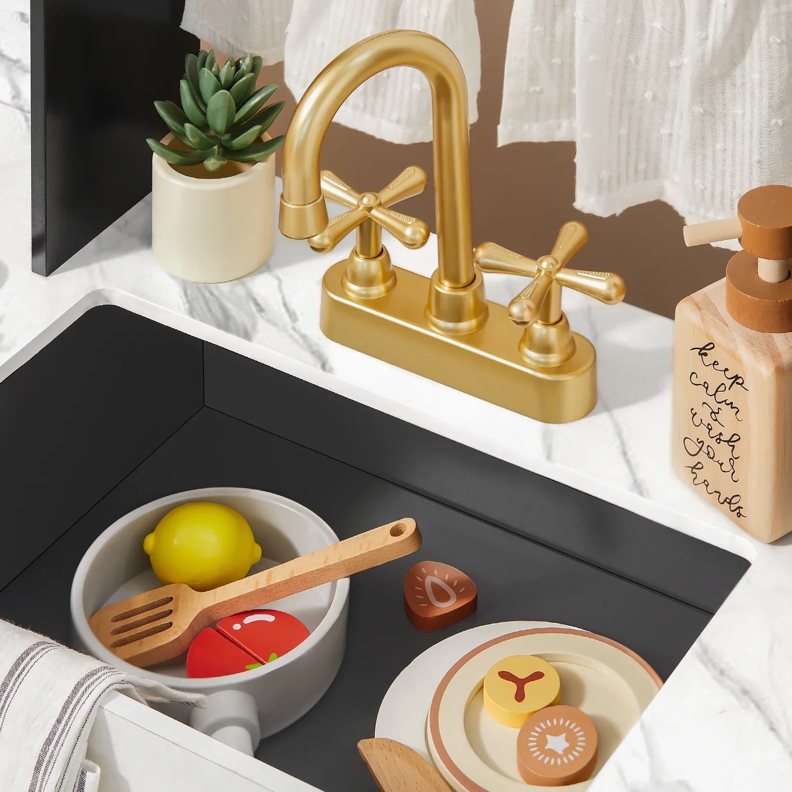 Tiny Land® Trendy Black Style Play Kitchen Toy Tiny Land