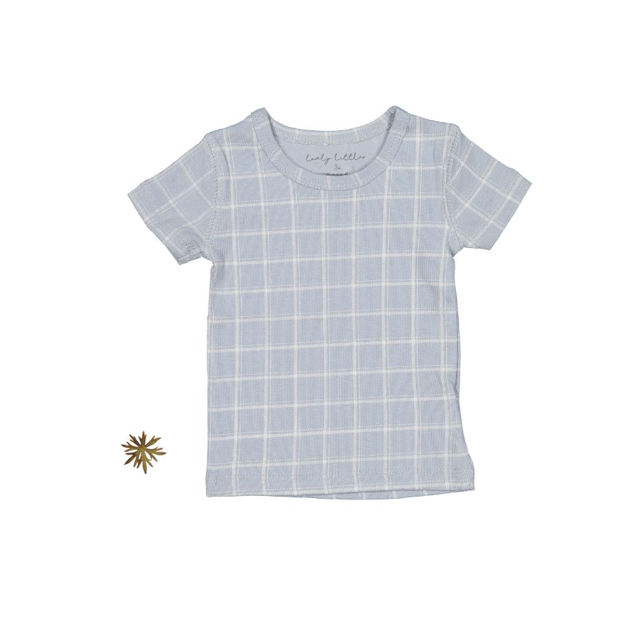 The Printed Short Sleeve Tee - Blue Grid Short Sleeve Tee Lovely Littles