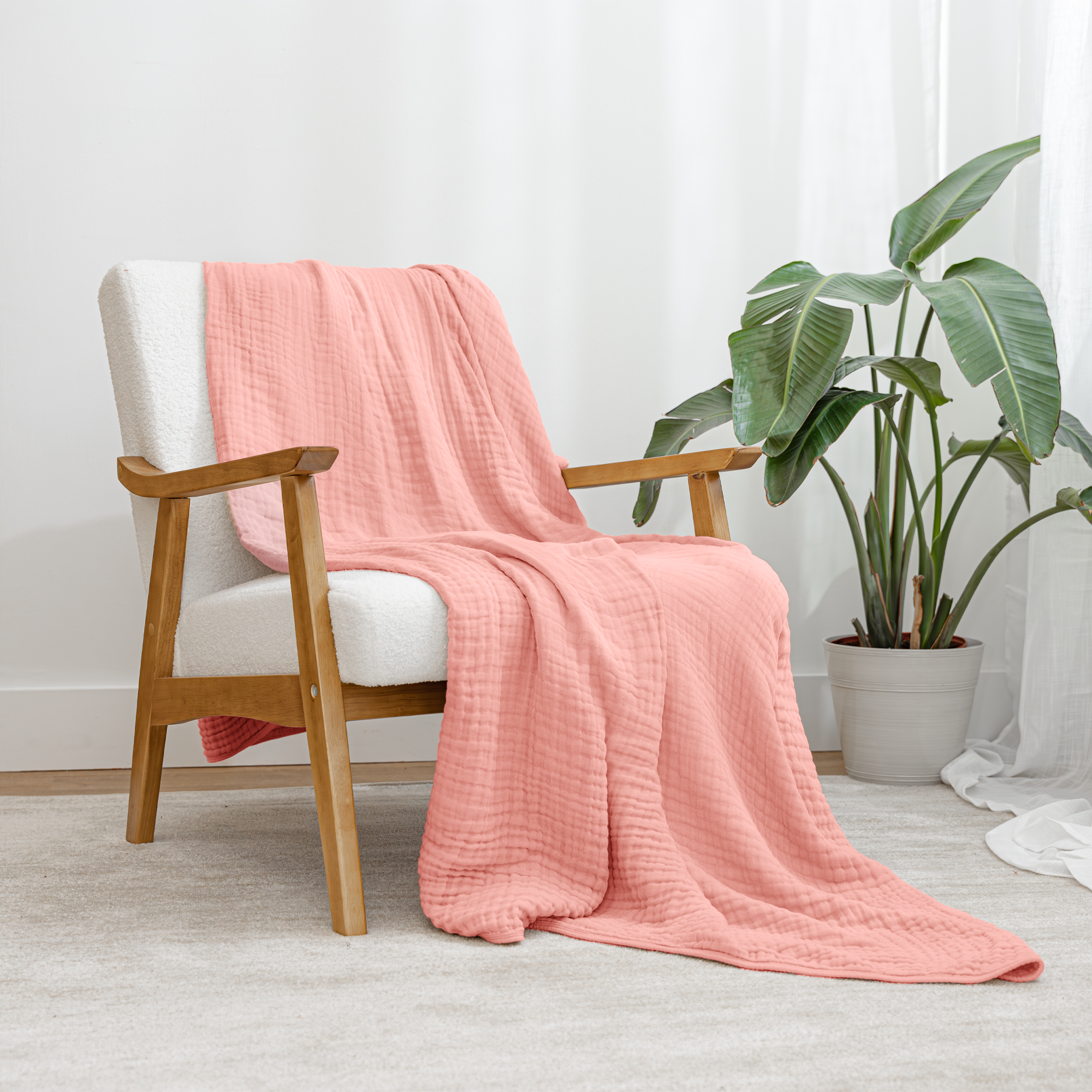 Adult Muslin Blanket in Bold Blush