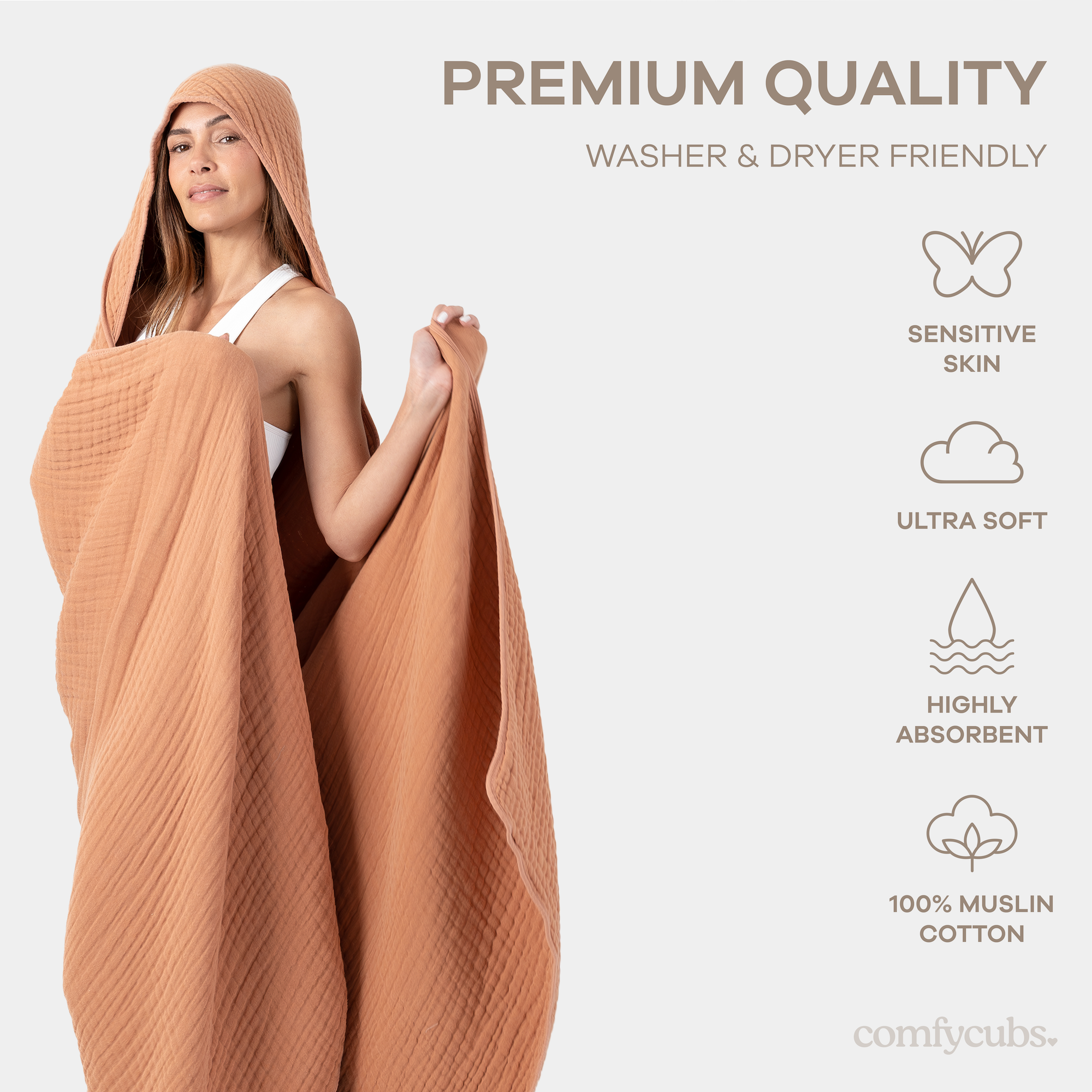 Adult Muslin Hooded Towel
