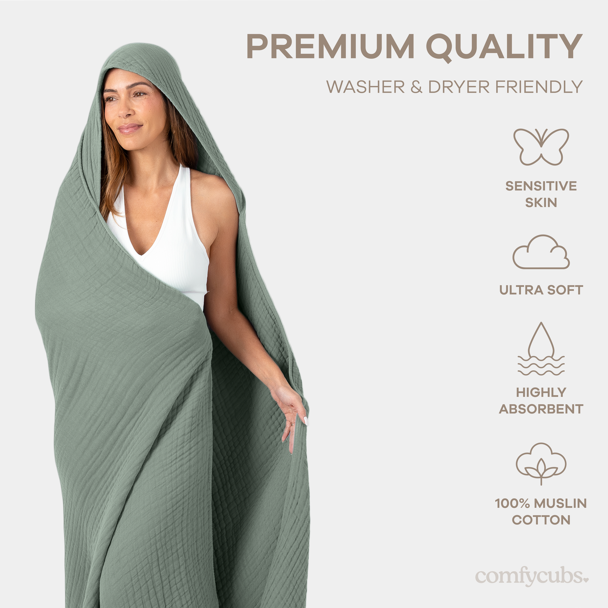 Adult Muslin Hooded Towel