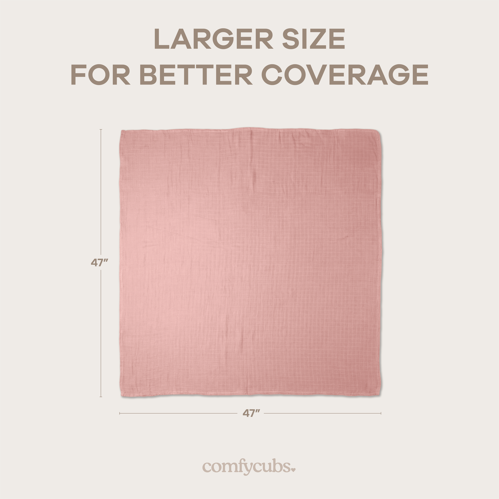 Muslin Swaddle Blankets 47” x 47” in Cream, Blush, Bold Blush, Mauve, 4 Pack