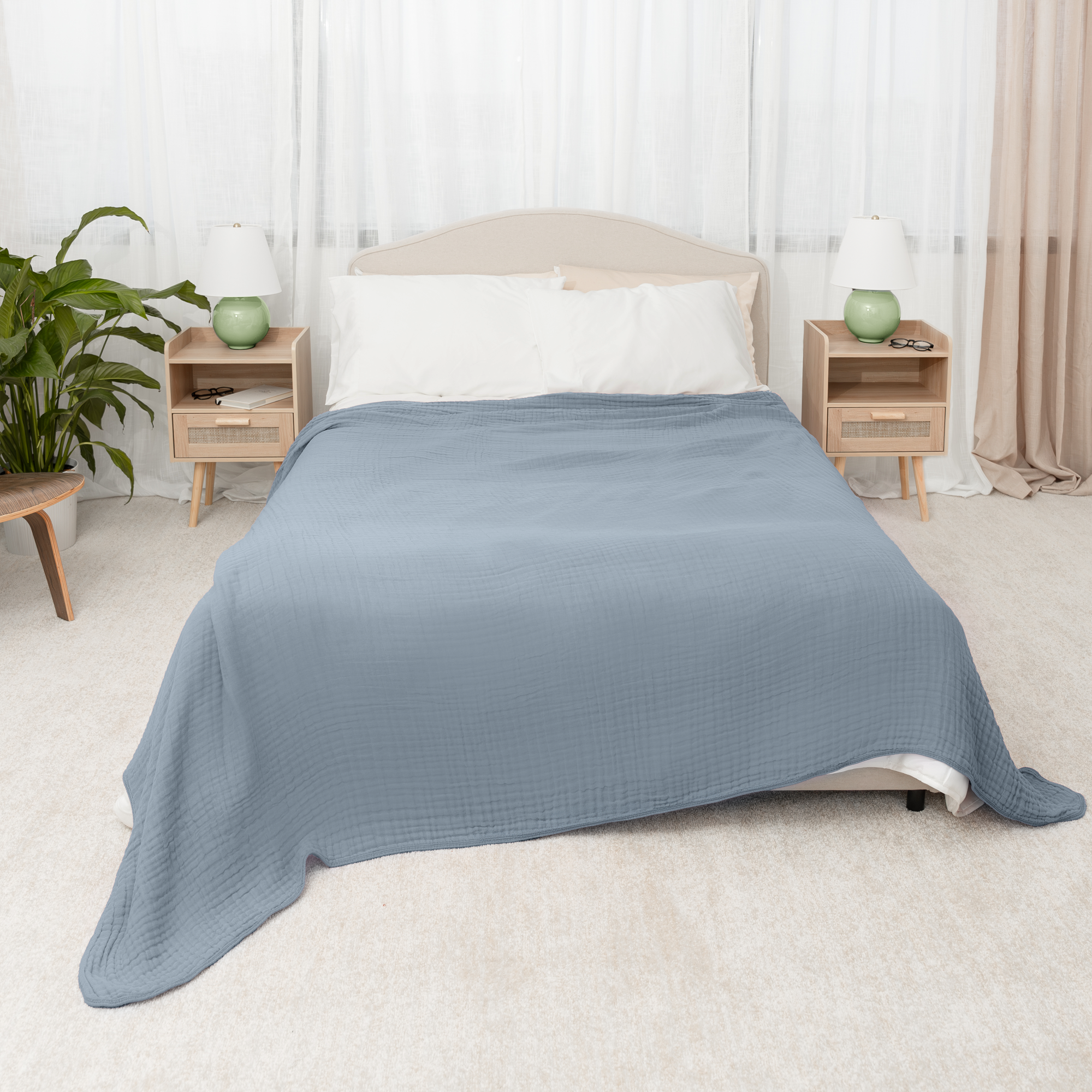 Adult Muslin Blanket in Pacific Blue