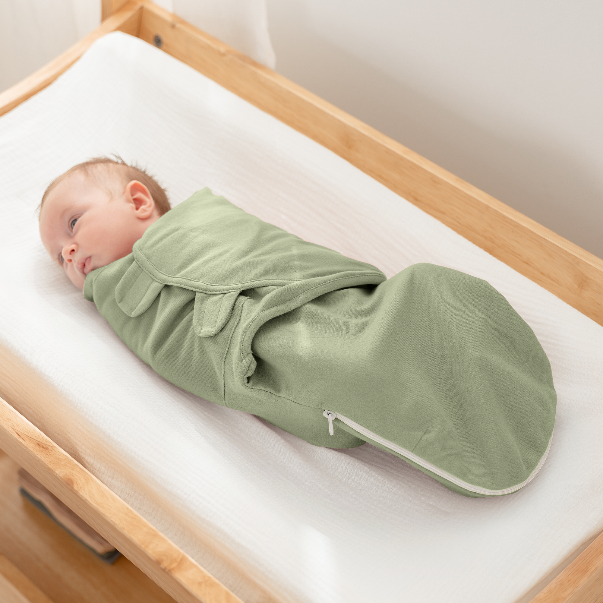 Easy Swaddle Blankets with Zipper in Stone, Sage, Azul